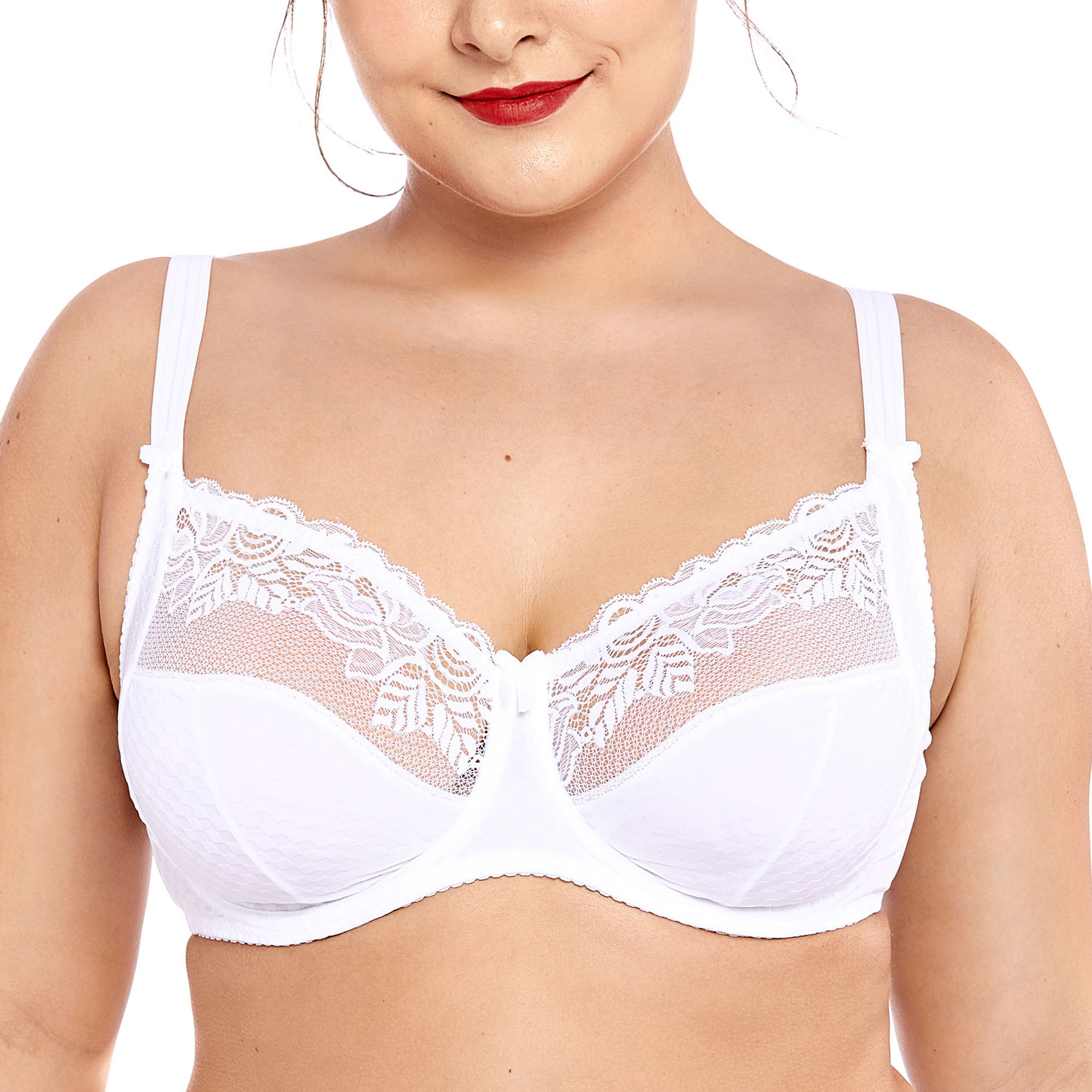 Women's Smooth Lace Full Cup Support Comfort Underwire No Padding Bra 