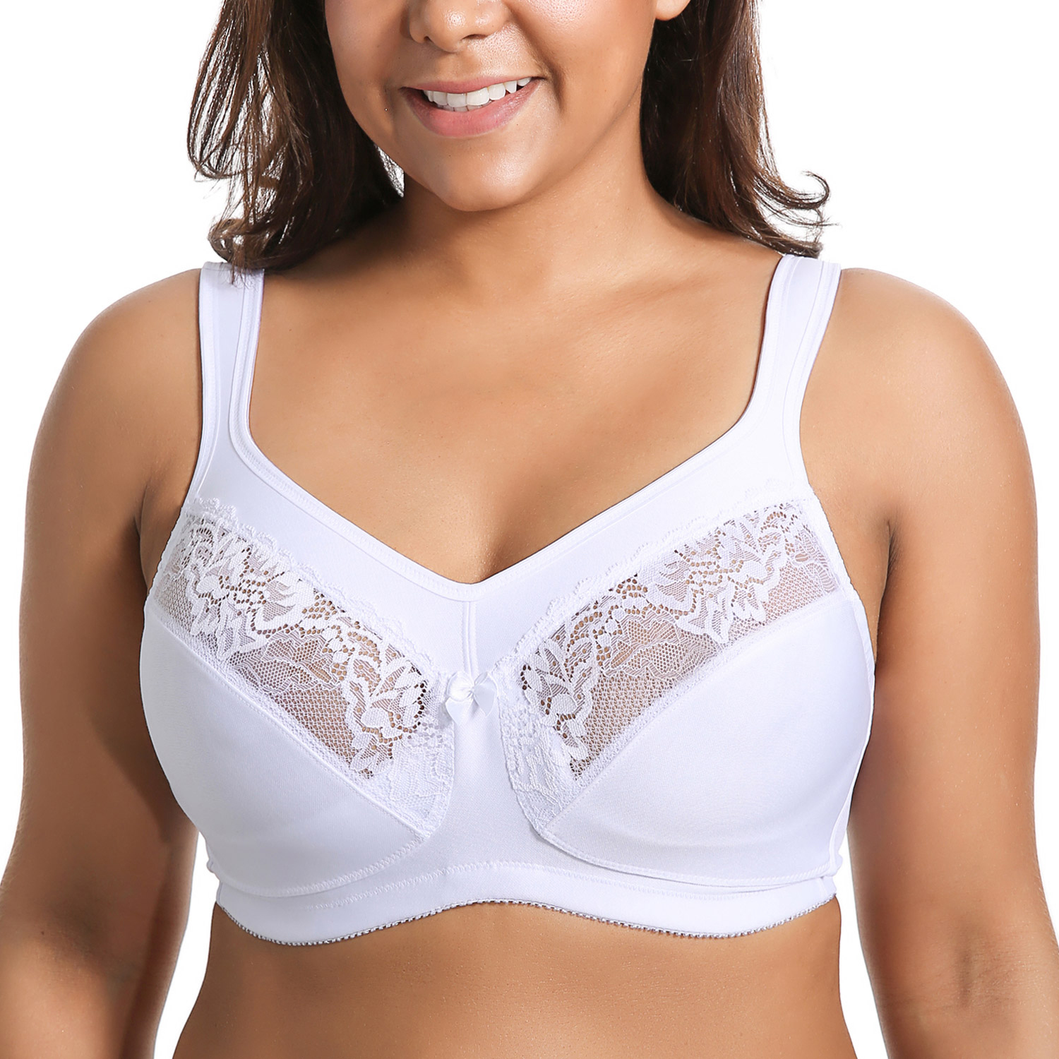Womens Unlined Full Figure Support Plus Size Wirefree Minimizer Bra 