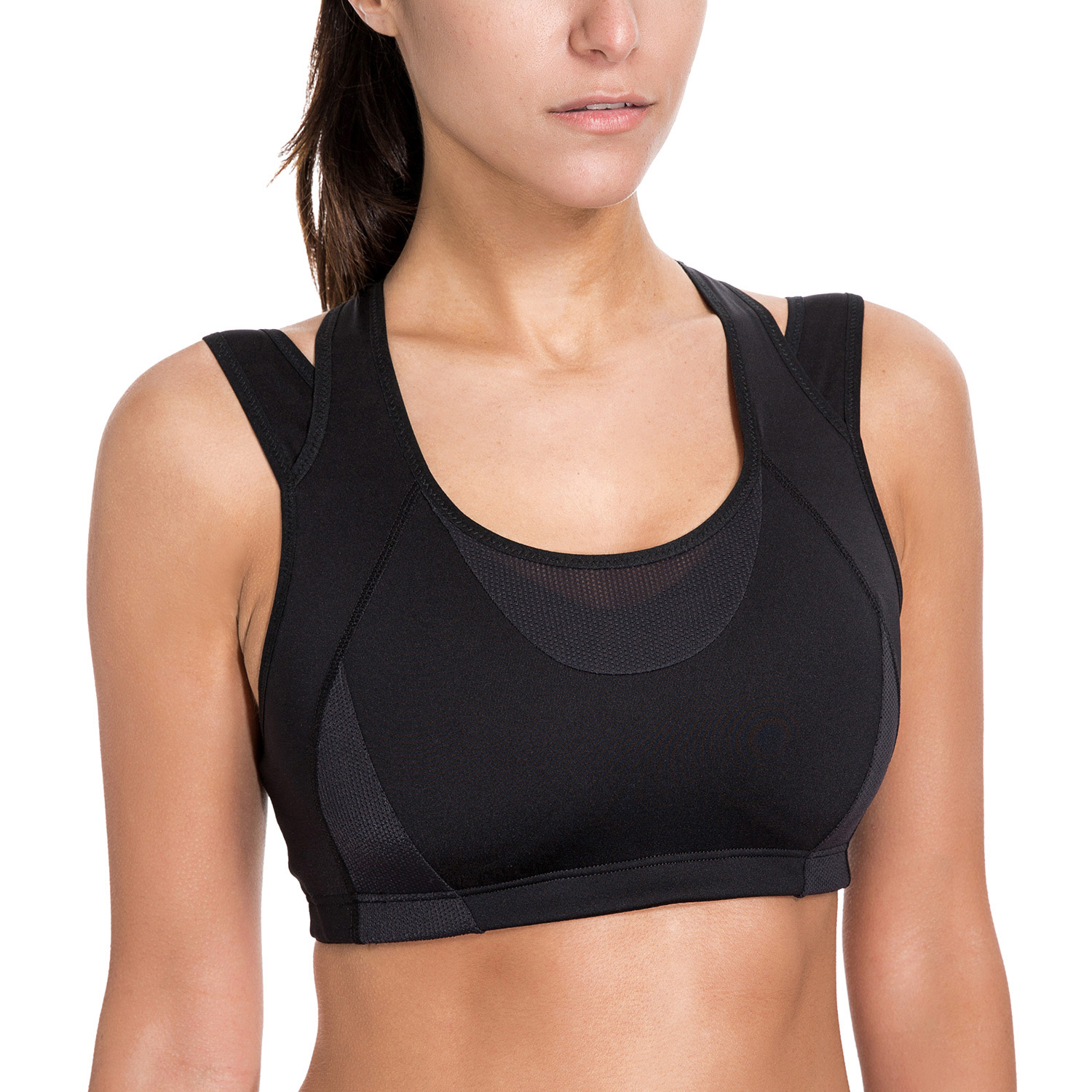 Syrokan Womens Sports Bra High Impact Double Layer Wirefree Padded Racerback Ebay 