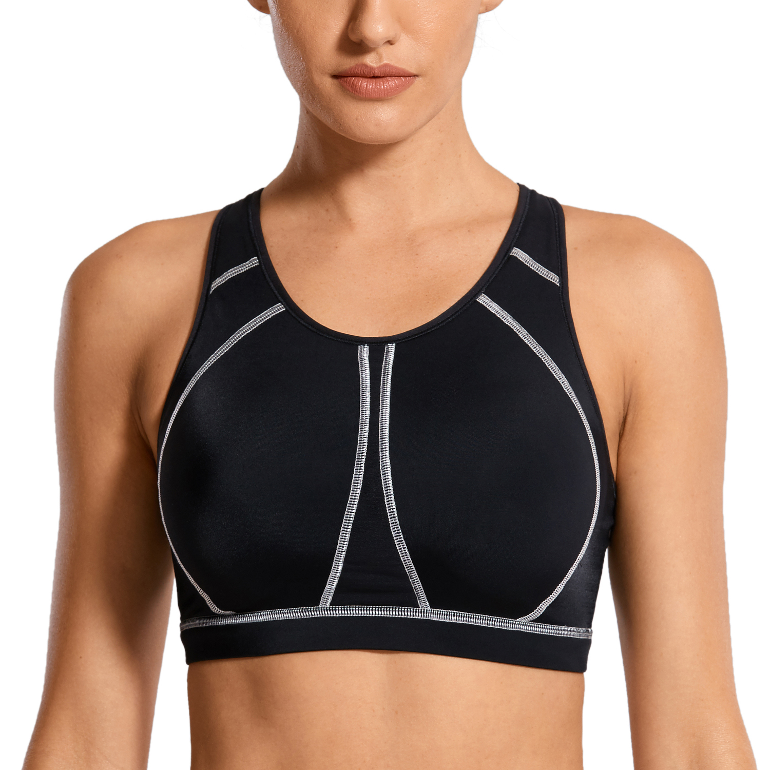 SYROKAN Women's High Impact Full Support Wire Free Padded Active Sports Bra