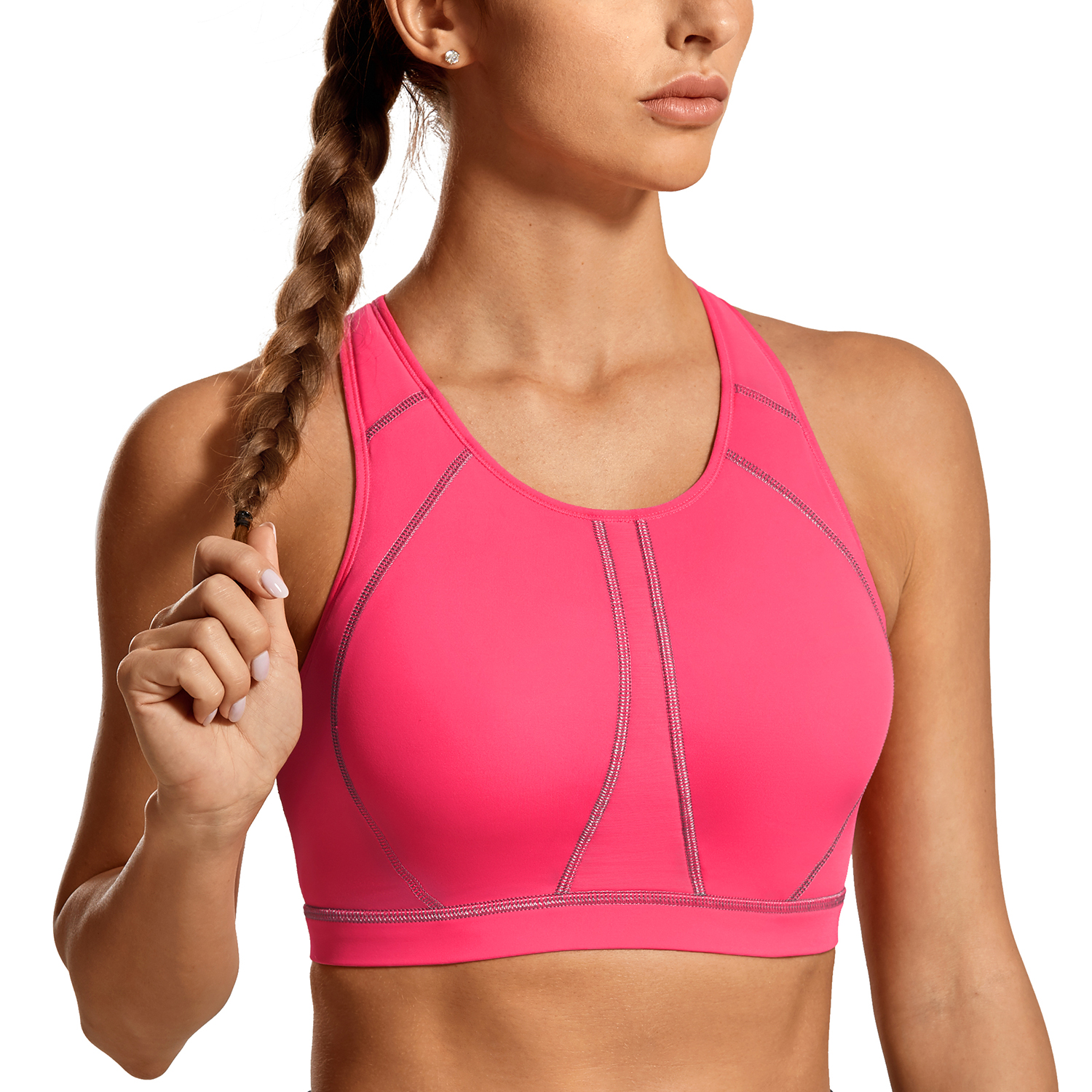 SYROKAN Womens Wire Free No Padding Full Support Plus Size Sports Bra
