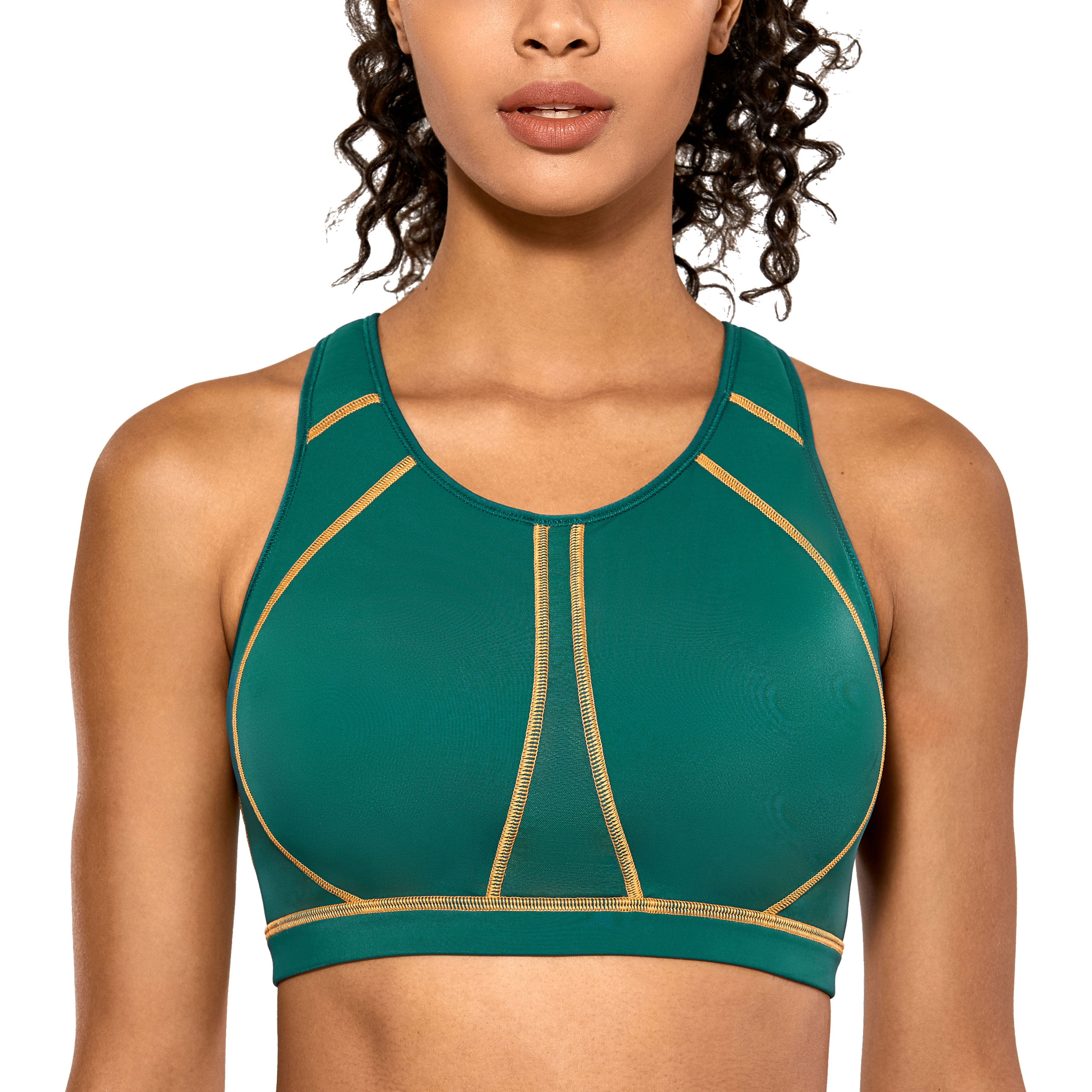 SYROKAN Women's Sports Bra Plus Size High Impact Padded Wireless Running  Bra