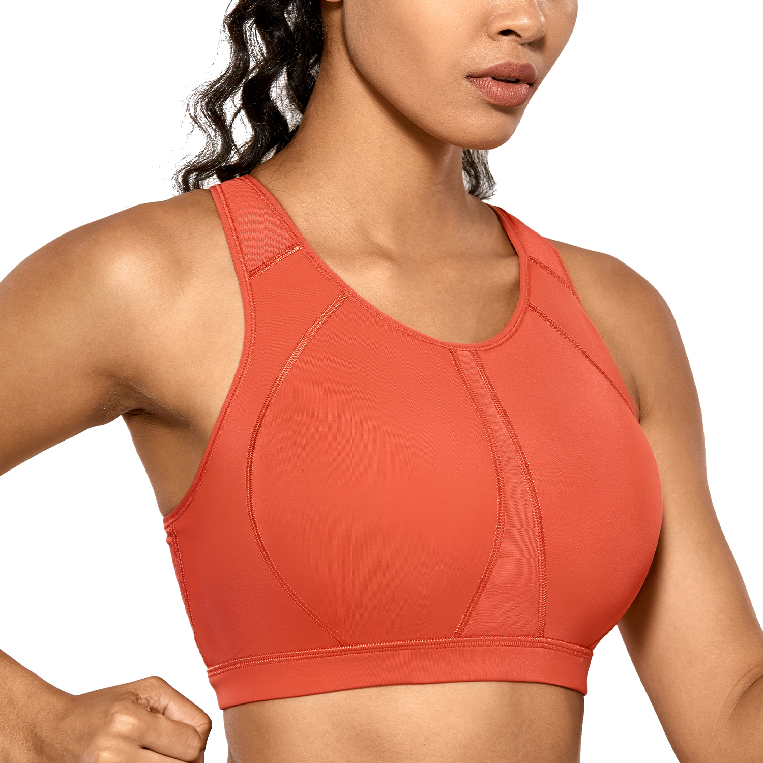 Women's High Impact Padded Supportive Wirefree Full Coverage Sports Bra BCDEFG