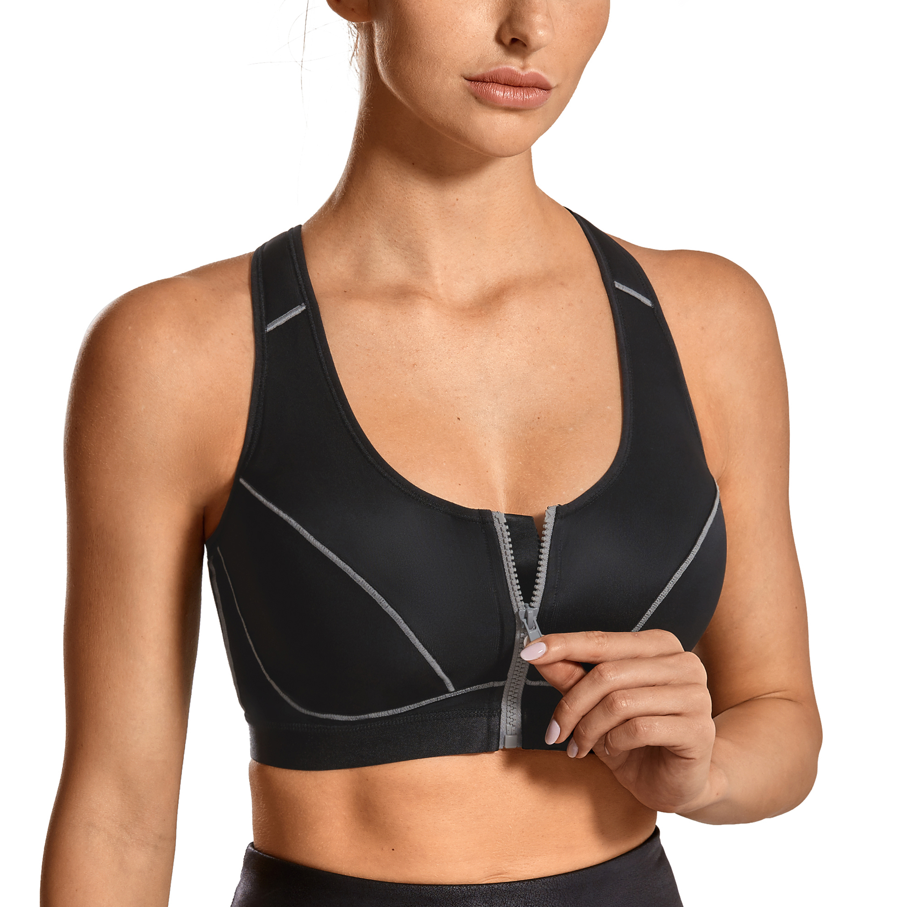 Women s High Impact Front Closure Racerback Full Support Sports Bra for sale online eBay