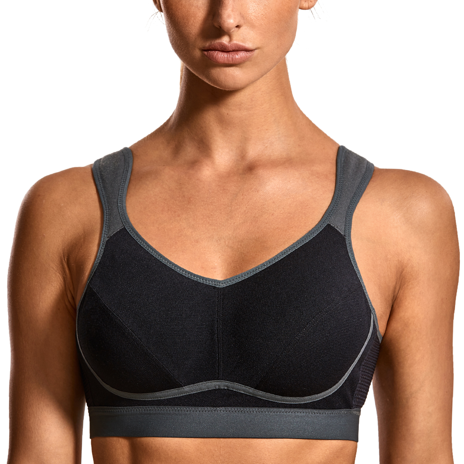 SYROKAN Sports Bra High Impact Support Bra Wirefree Bounce Control Plus Size