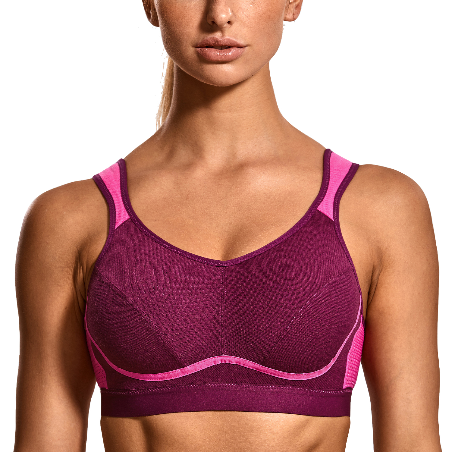 SYROKAN Sports Bra High Impact Support Bra Wirefree Bounce Control