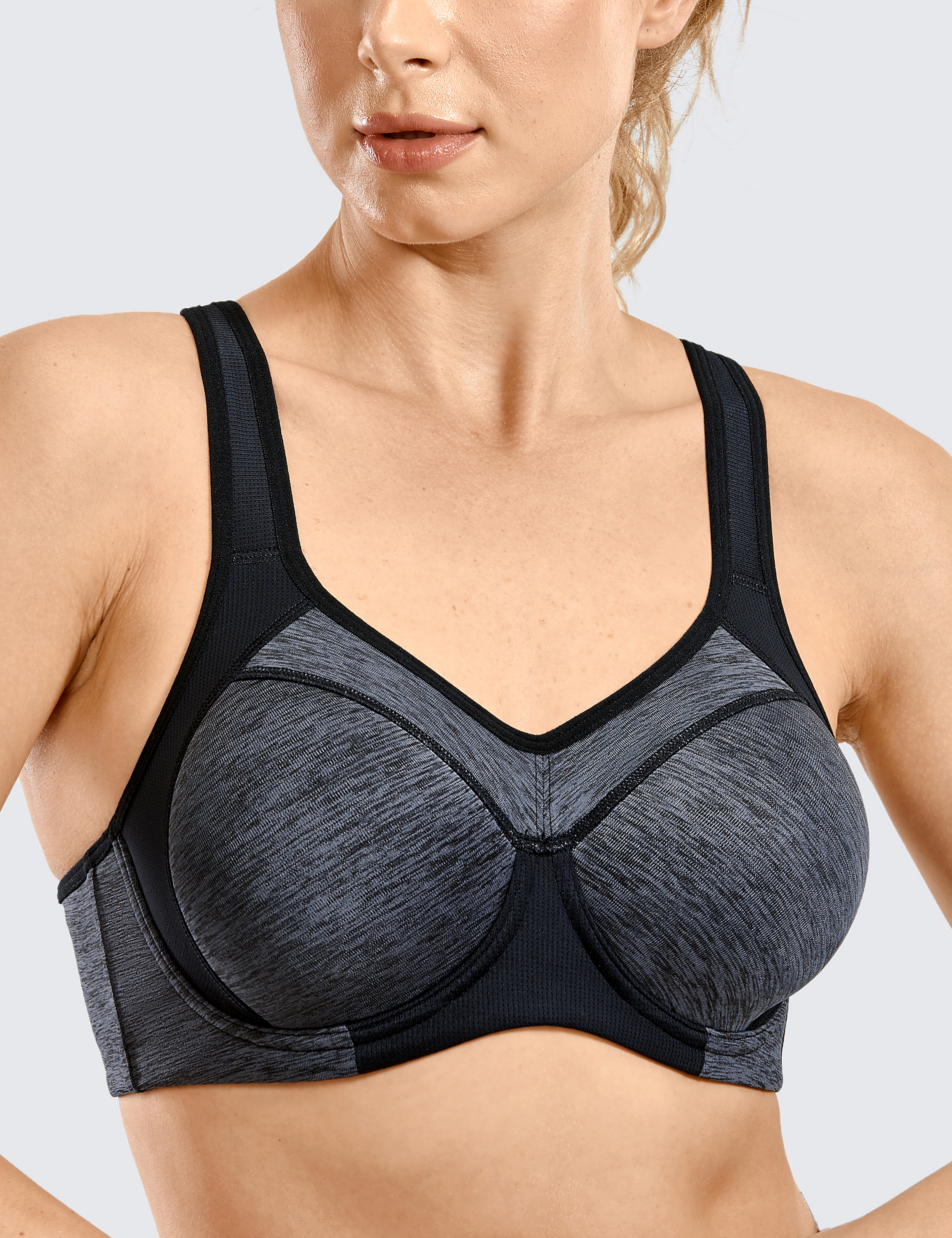 thumbnail 13 - SYROKAN Women&#039;s Underwire Sports Bra Support High Impact Racerback Lightly Lined