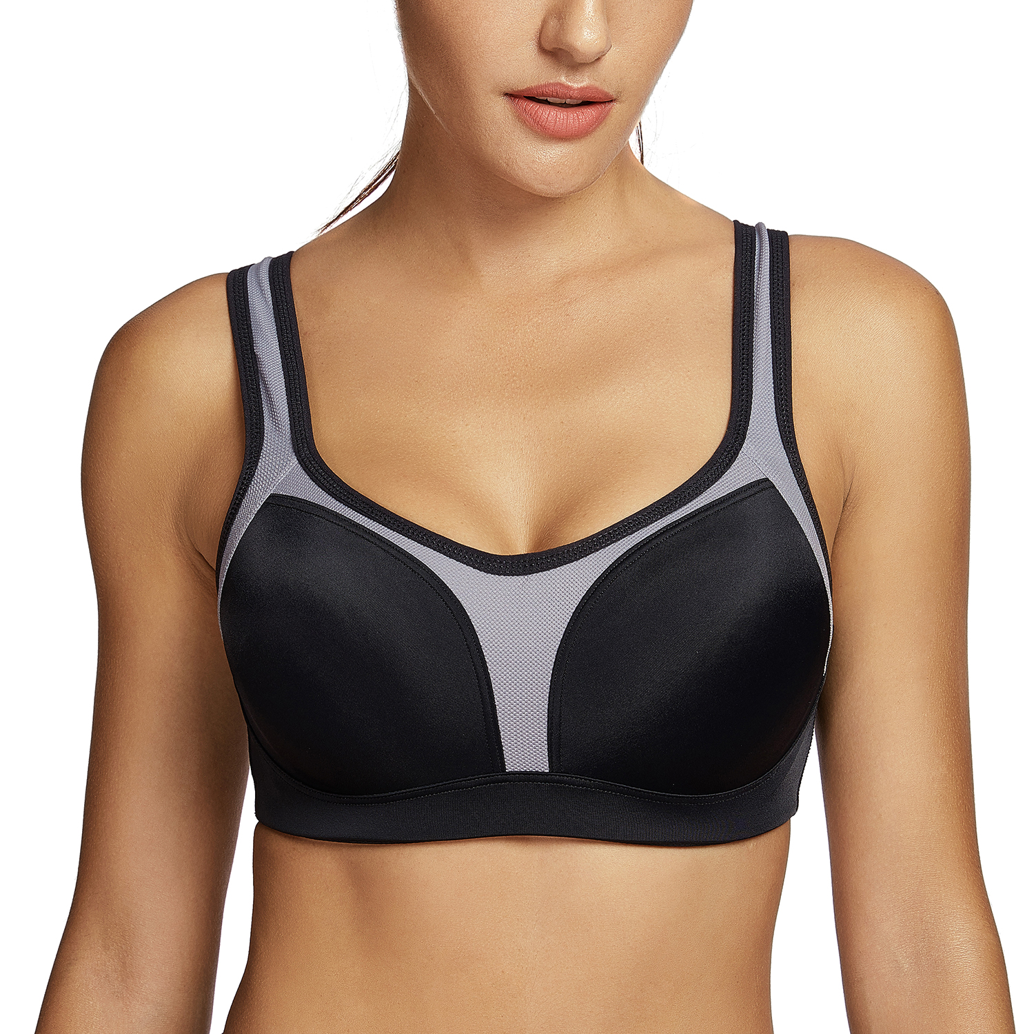 SYROKAN Women's Full Support High Impact Racerback Lightly Lined Underwire Sports Bra 