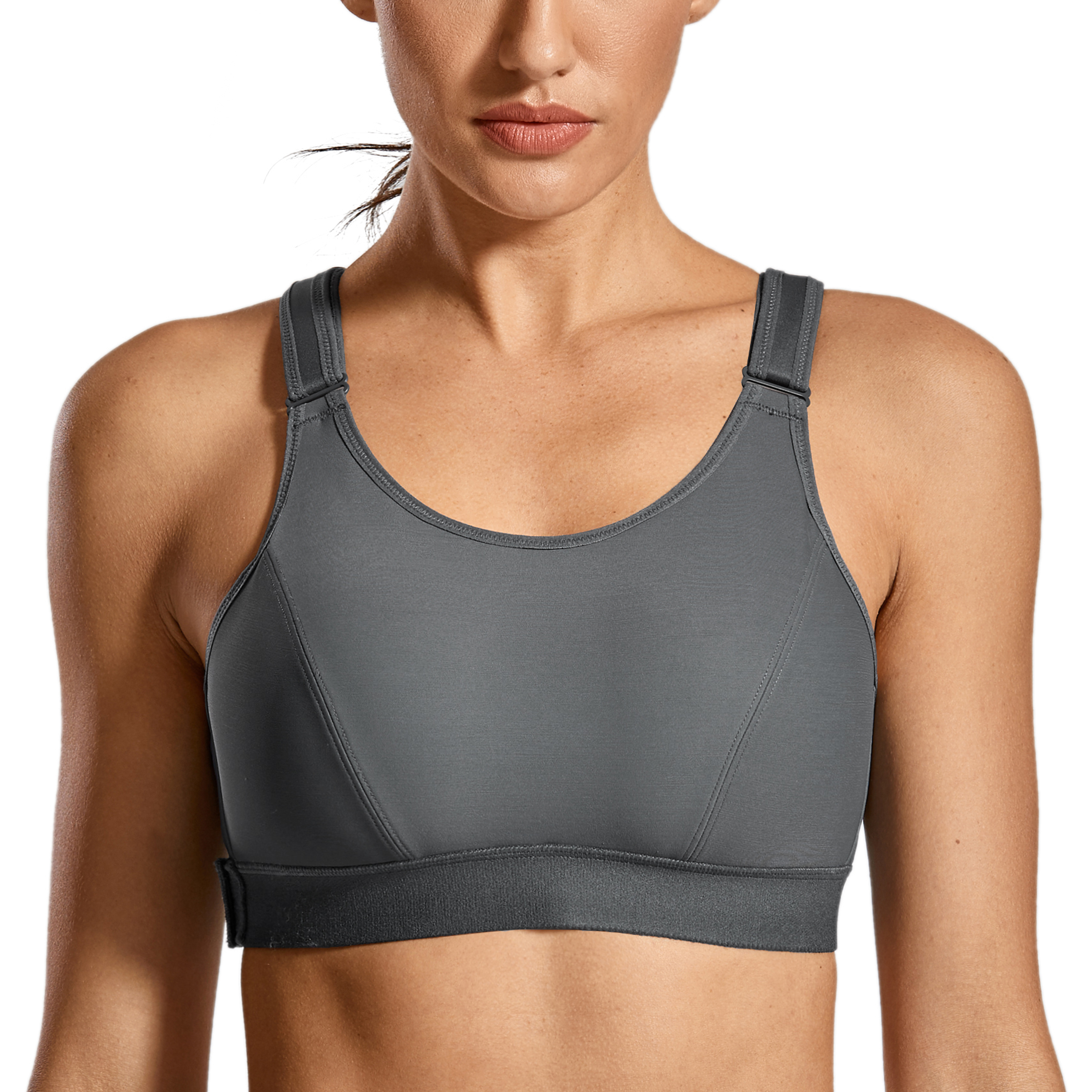Women's Plus Size Sports Bra Front Adjustable Wirefree High Impact