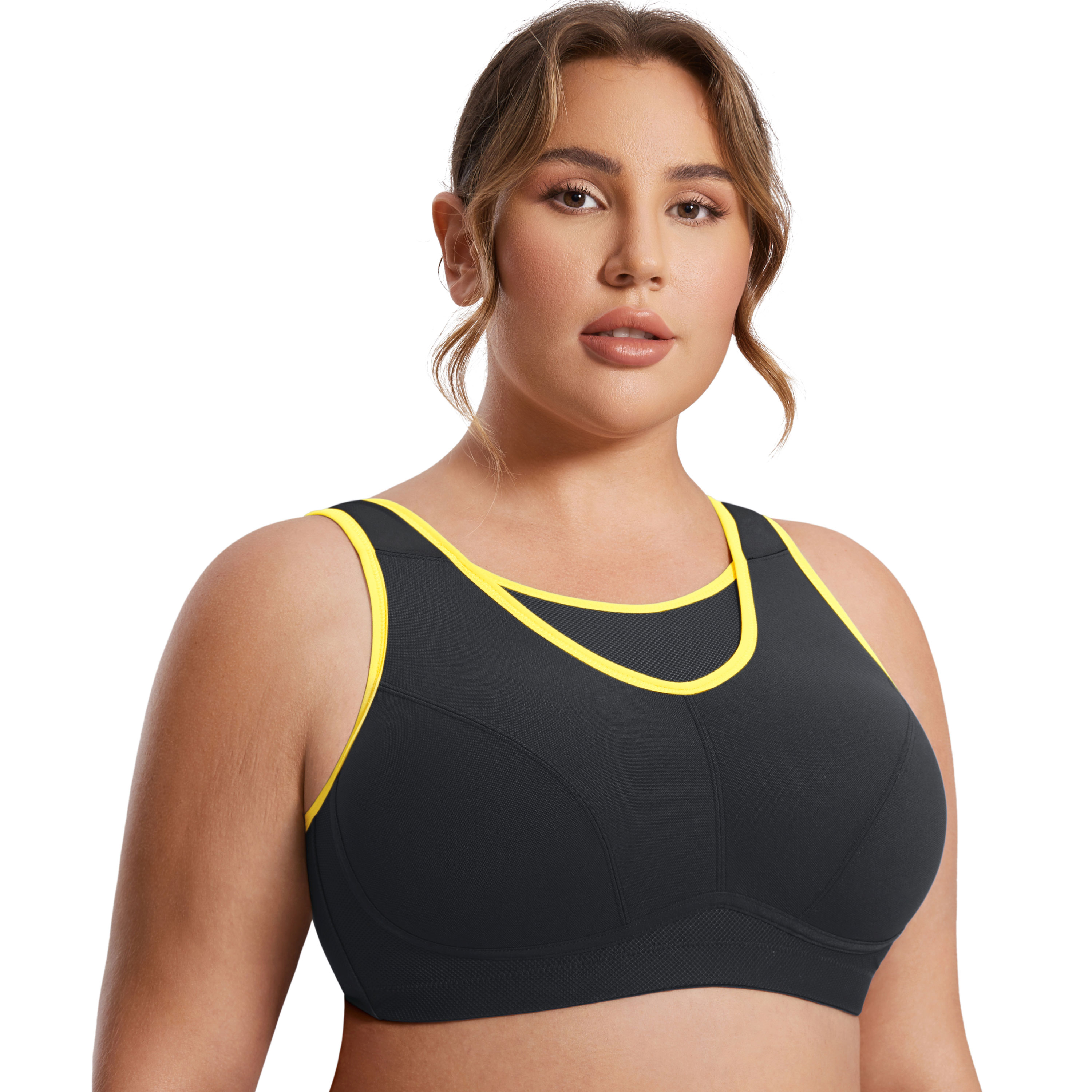 SYROKAN Women's Plus Size High Impact Sports Bra Full Cup Wirefree Workout  Bras