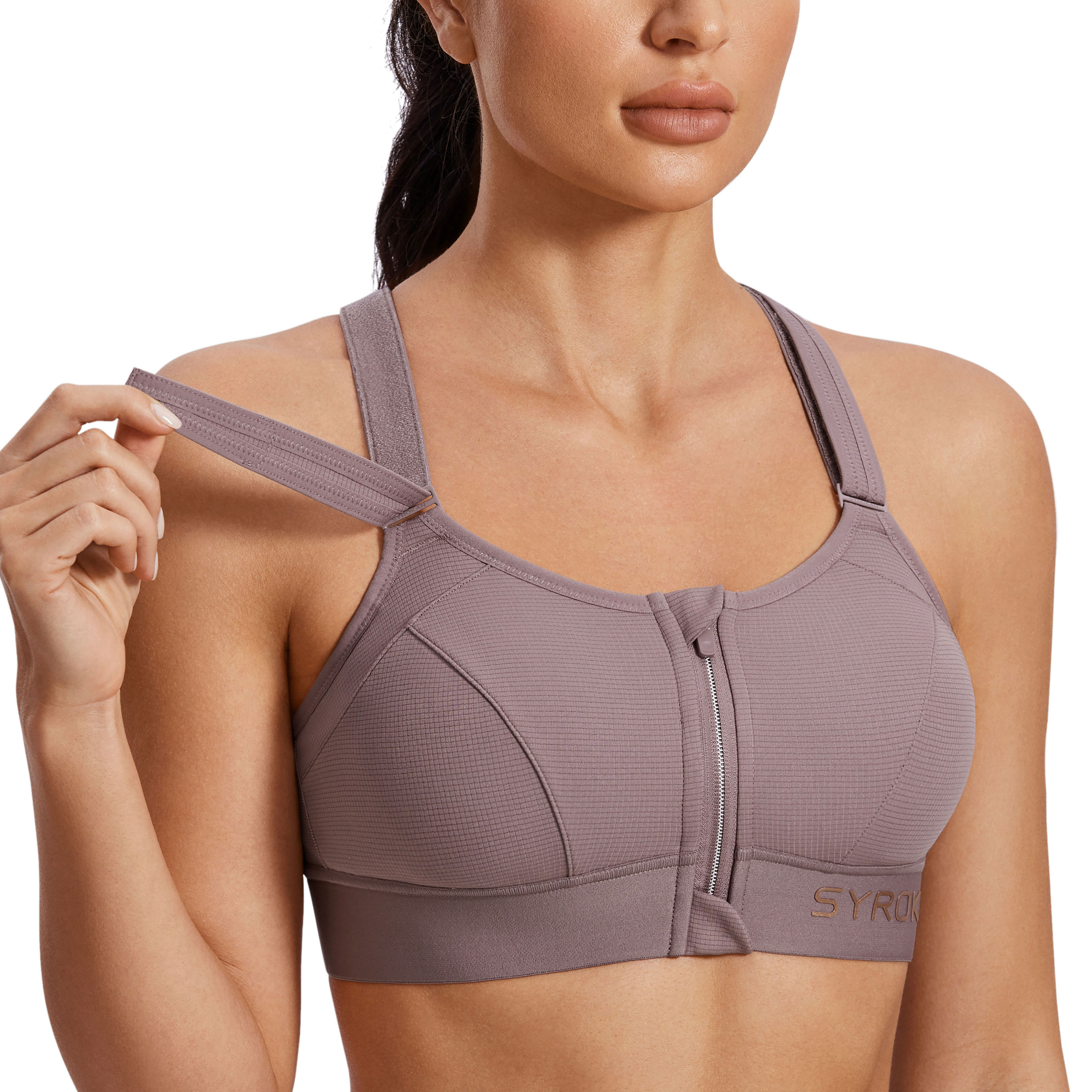 Buy SYROKAN Women's Sports Bra for Large Breasts High Impact Full Coverage  Padded Wireless Running Halter Neck Bra, Pale Straw Green, 38C at