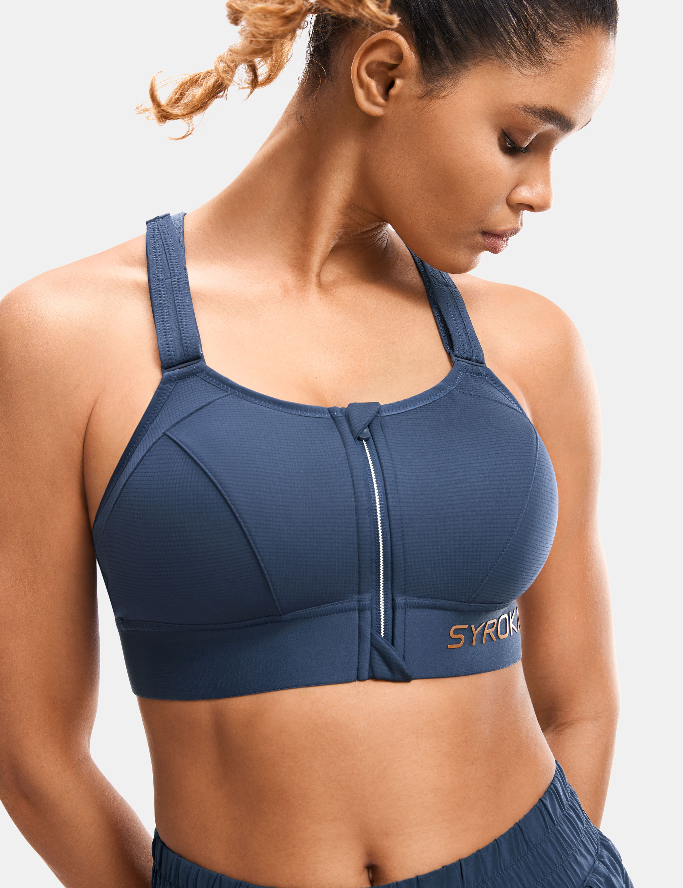 SYROKAN Front Adjustable Sports Bras for Women High Dominican Republic