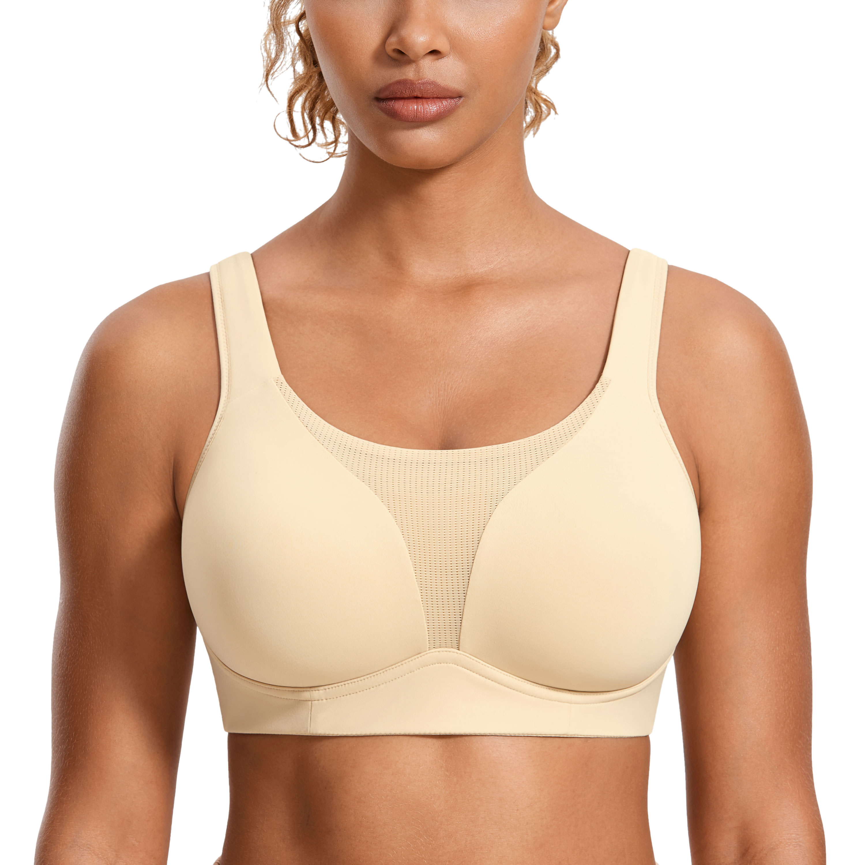 SYROKAN Women's High-Impact Wireless Sports Bra with Front Mesh