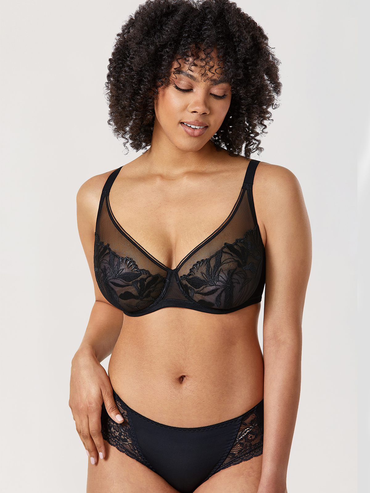 Women,Unlined Non Padded Lace Sexy Plus Size Bras Full Figure Black Bras -  WF Shopping