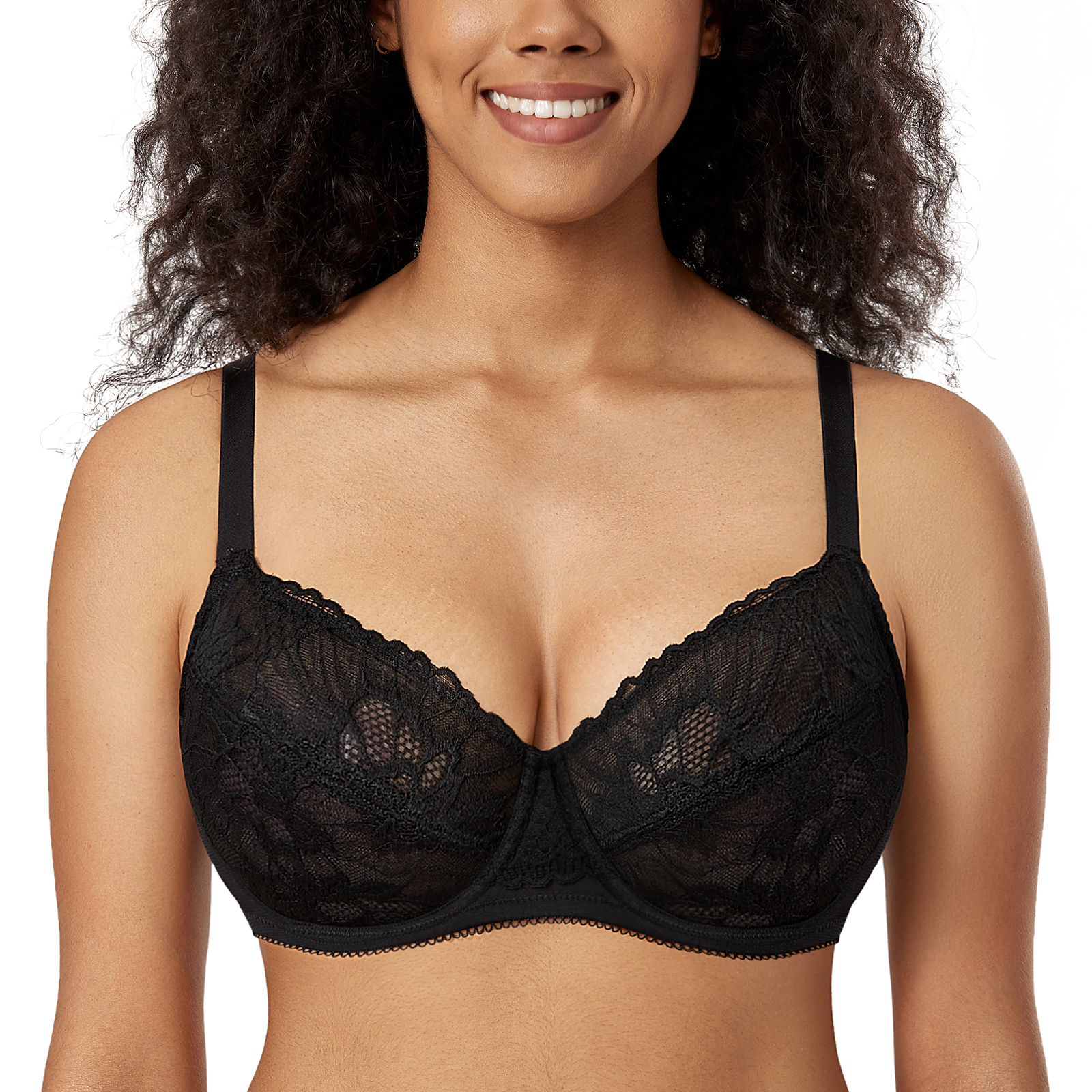 Women's Floral Lace Minimizer Bra Smooth Underwire Full Coverage