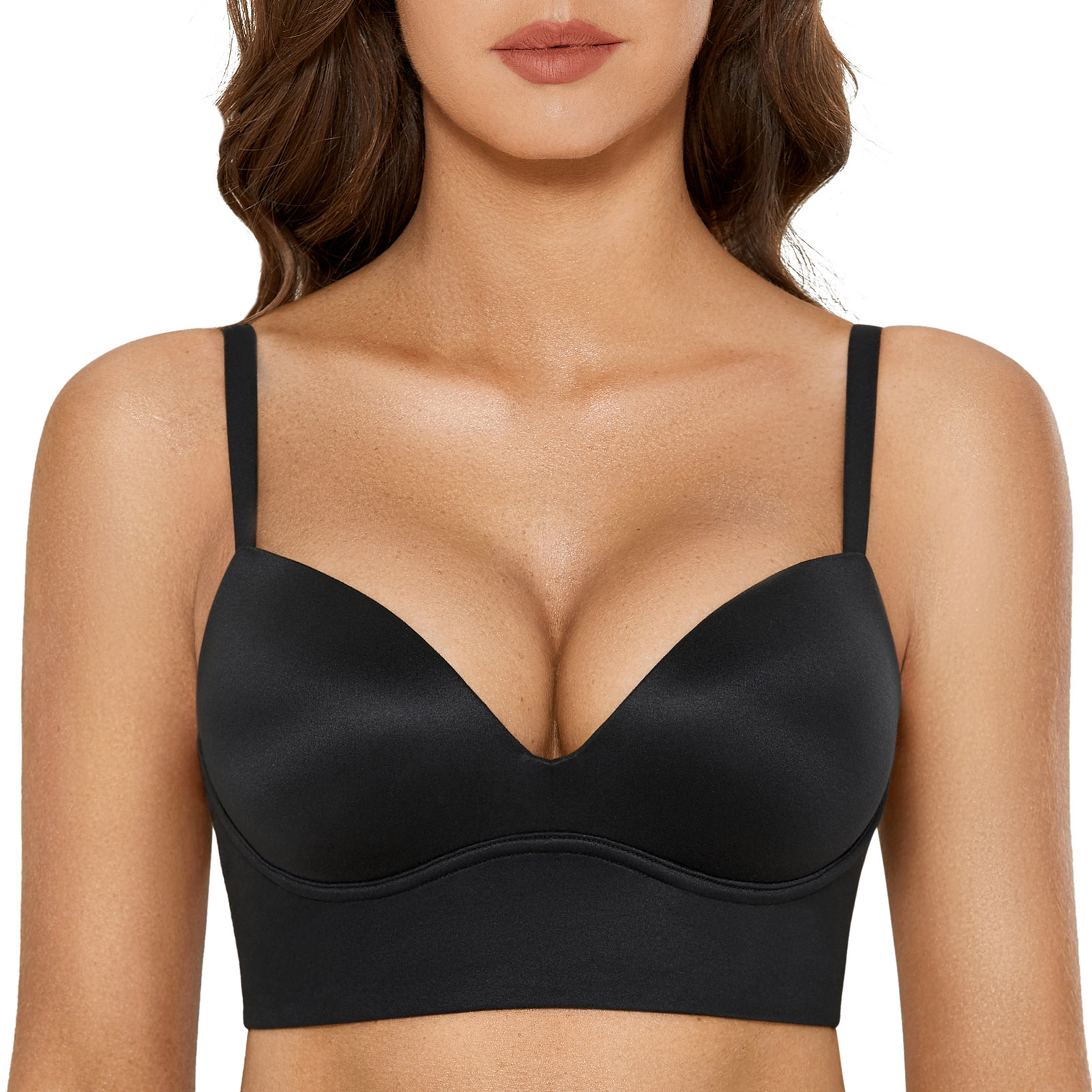 DOBREVA Women's Push Up Wireless Bra Padded T Shirt Bras No Underwire  Plunge