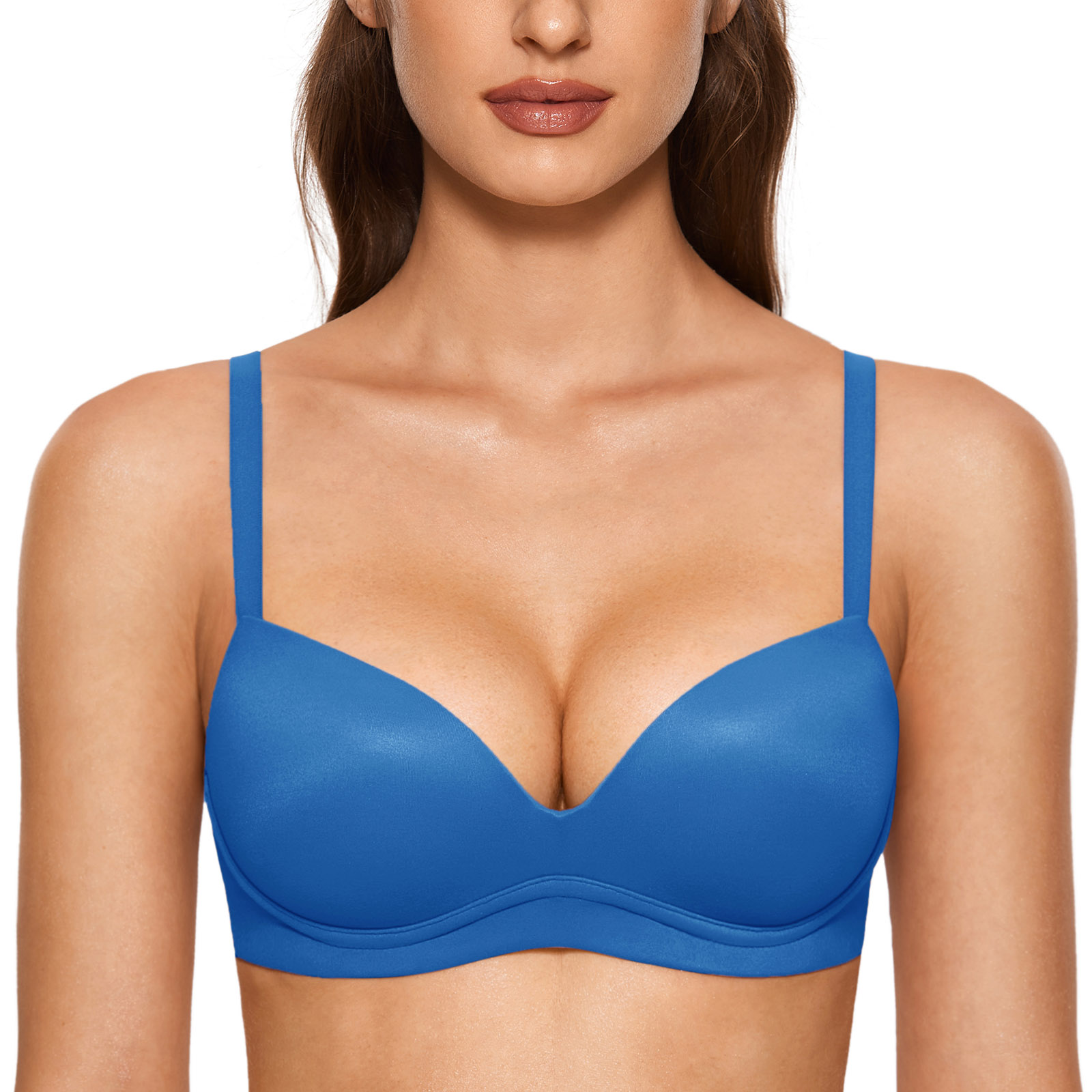 DOBREVA Women's Push Up Bra Plunge Wireless Comfortable T Shirt