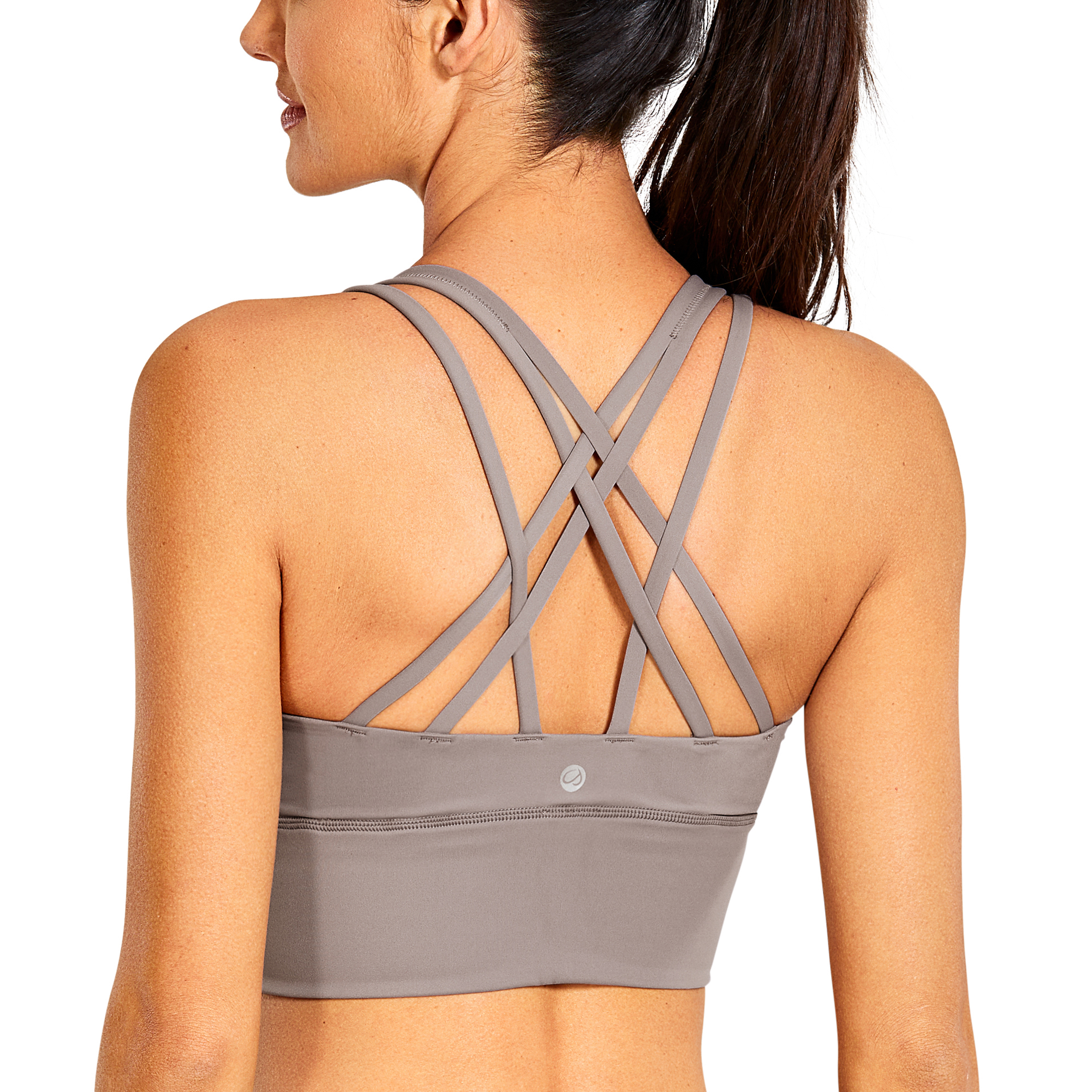 CRZ YOGA Strappy Yoga Bra Top for Women Longline Wirefree Padded Medium  Support Sports Bras
