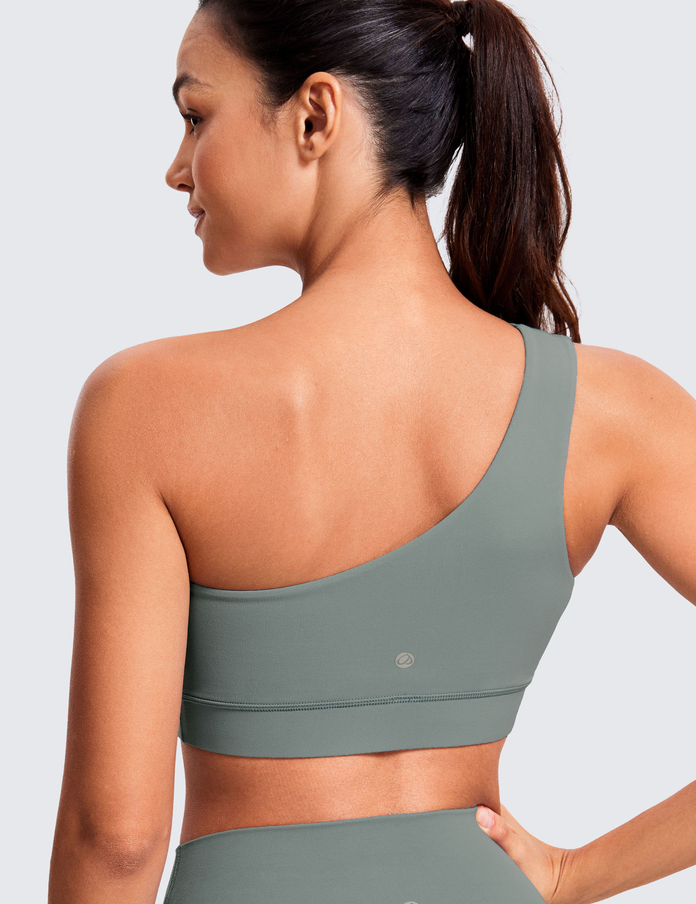 CRZ YOGA Butterluxe Womens One Shoulder Sports Bra Padded Low