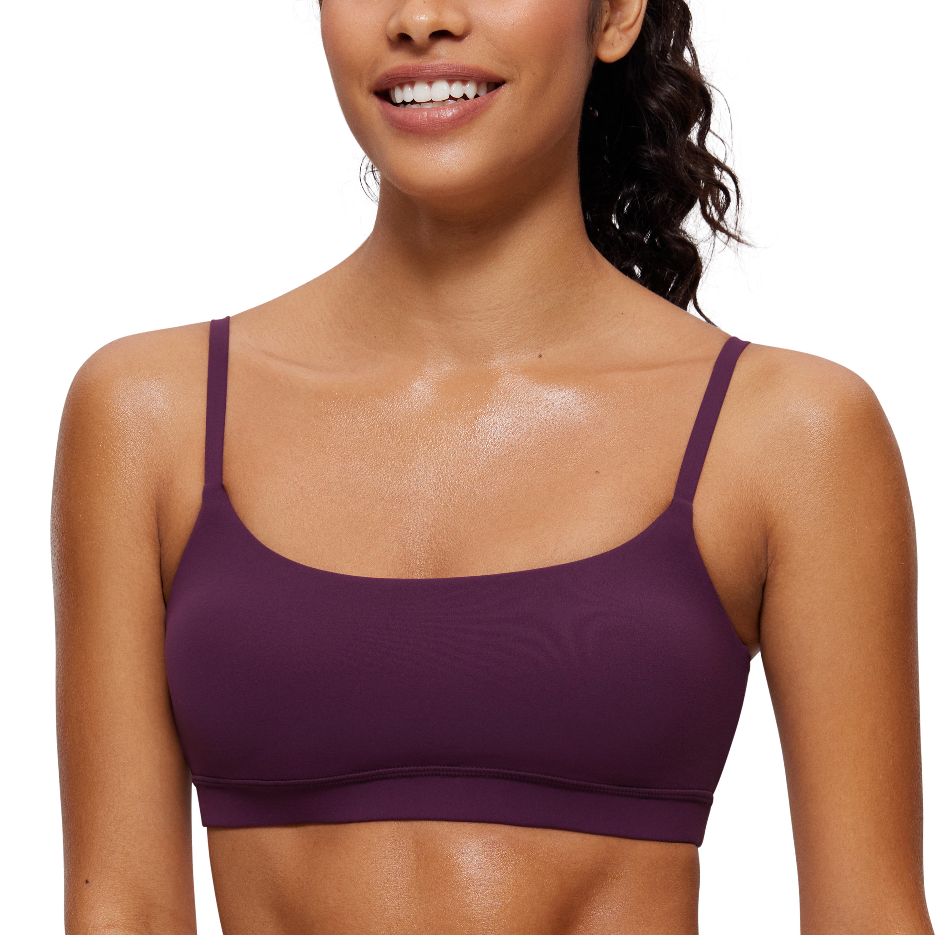 CRZ YOGA Butterluxe Womens Adjustable Spaghetti Strap Sports Bra Scoop Neck  Bra