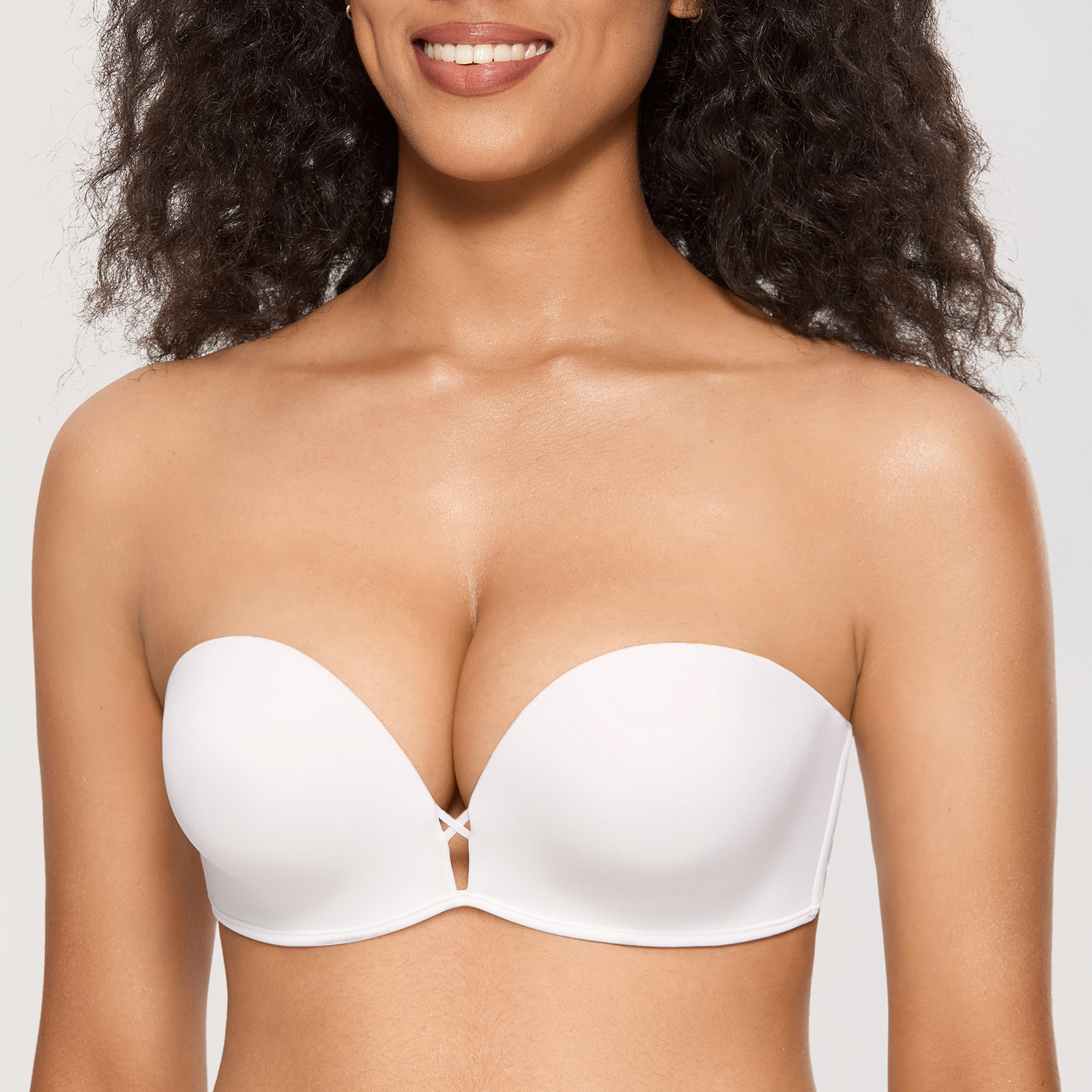 DOBREVA Women's Push Up Strapless Bra T-shirt Underwire Add-2-Cup Bandeau  Bras