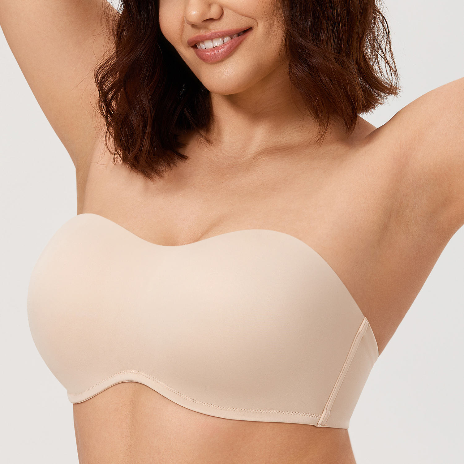 DELIMIRA Women's Strapless Bras Underwire Non Padded Support Multiway Bandeau  Bra for Bigger Bust Beige 34B : : Fashion