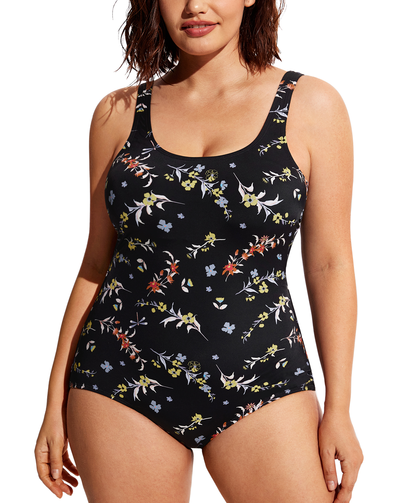 DELIMIRA Women s One Piece Swimsuit Modest Plus Size Bathing Suit