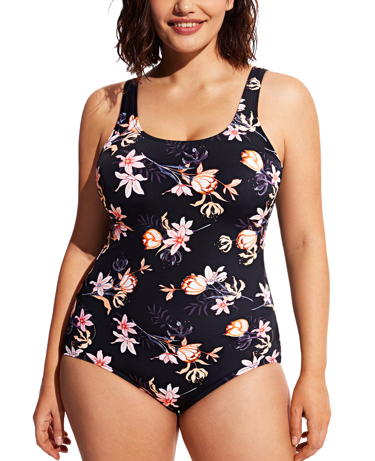 DELIMIRA Women's One Piece Bathing Suit Plus Size Swimsuit Tummy