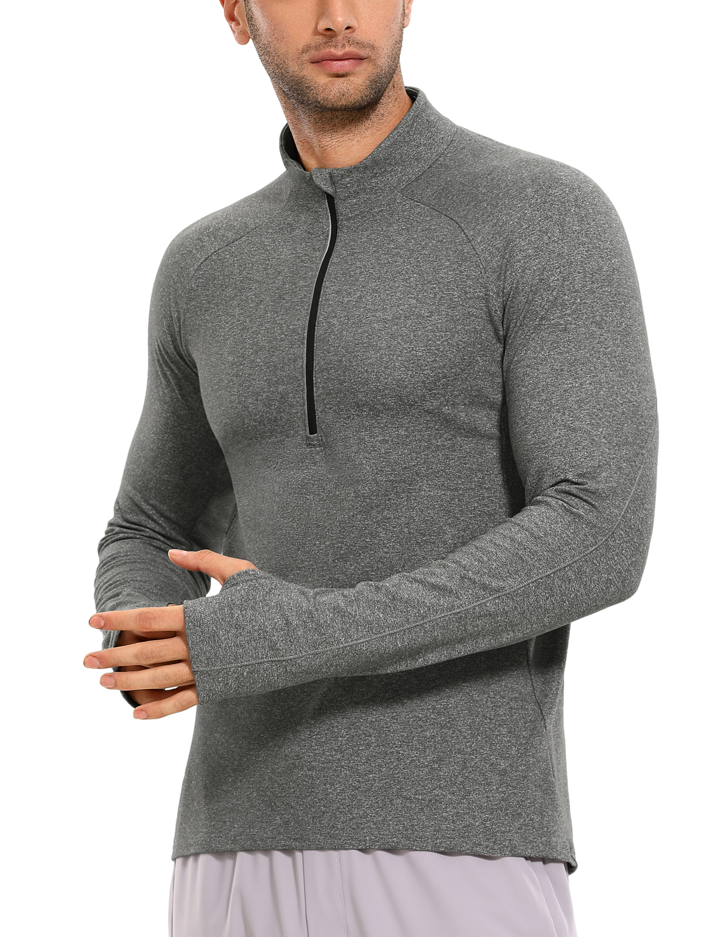 CRZ YOGA Men's Half Zip Pullover Athletic Tee Shirts Workout