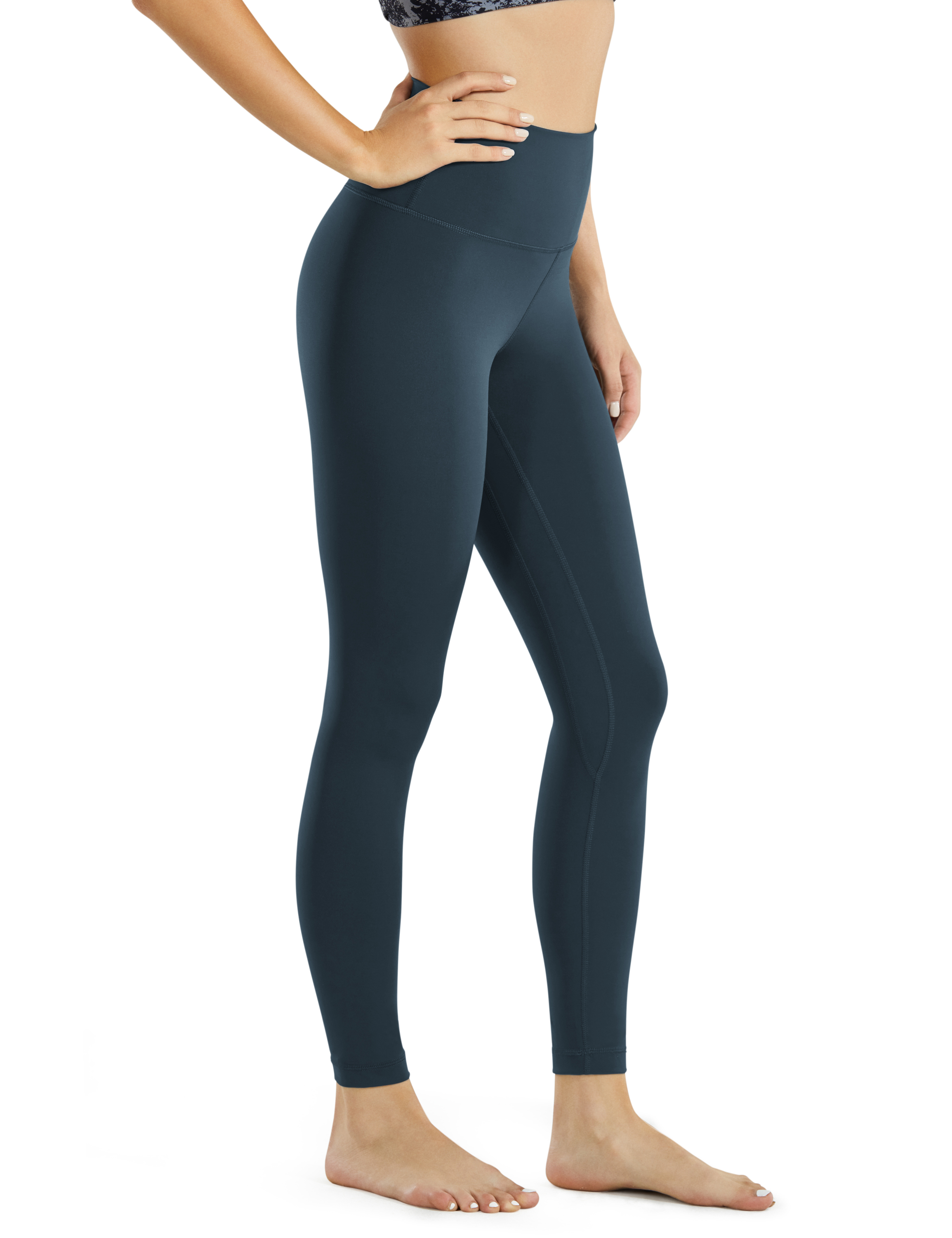 CRZ YOGA Mujer Naked Feeling Deportivos 7/8 Leggings Yoga Fitness Pantalon de Cintura Alta con Bolsillos-63cm