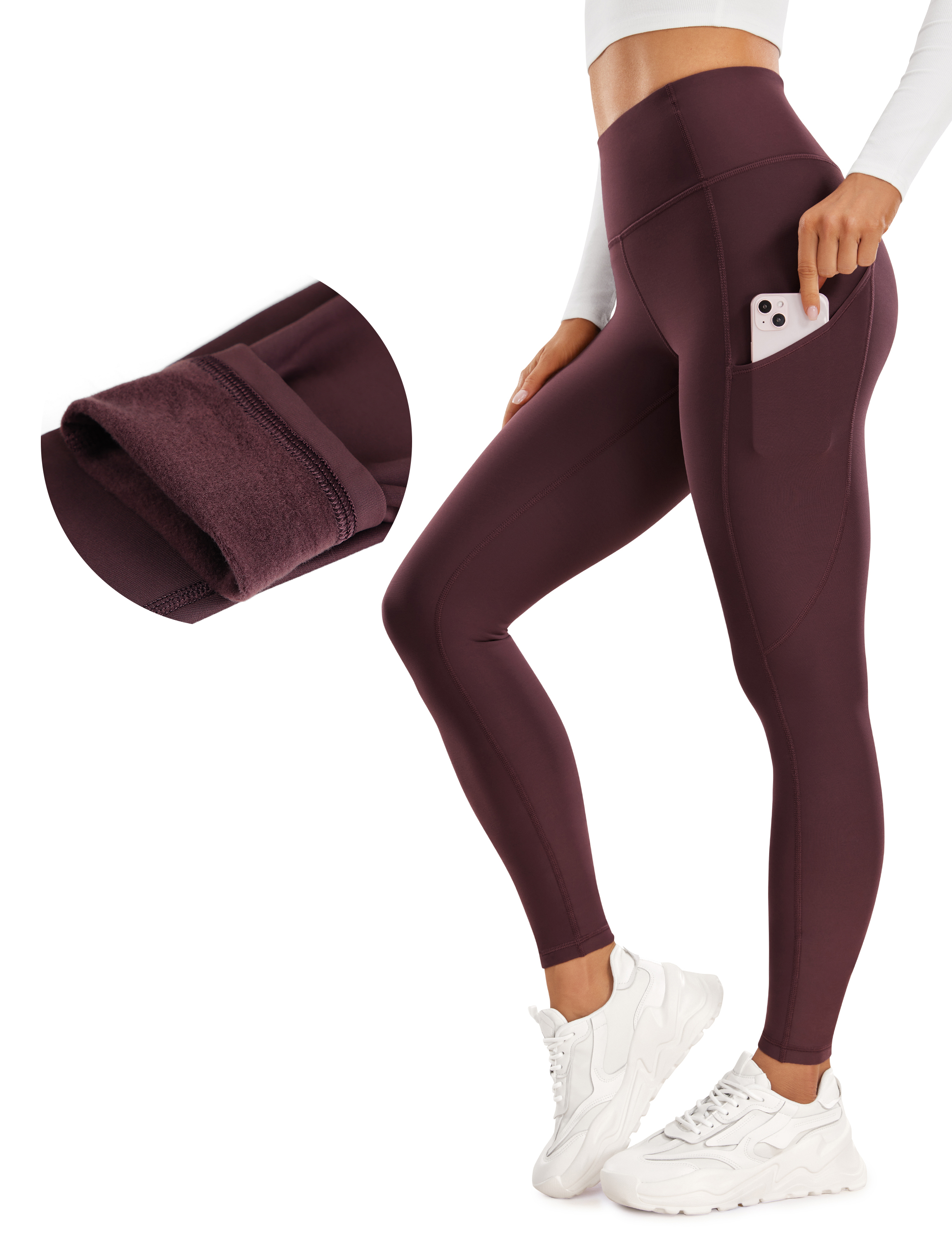 CRZ YOGA Thermal Fleece Lined Leggings Women 28'' Winter Warm