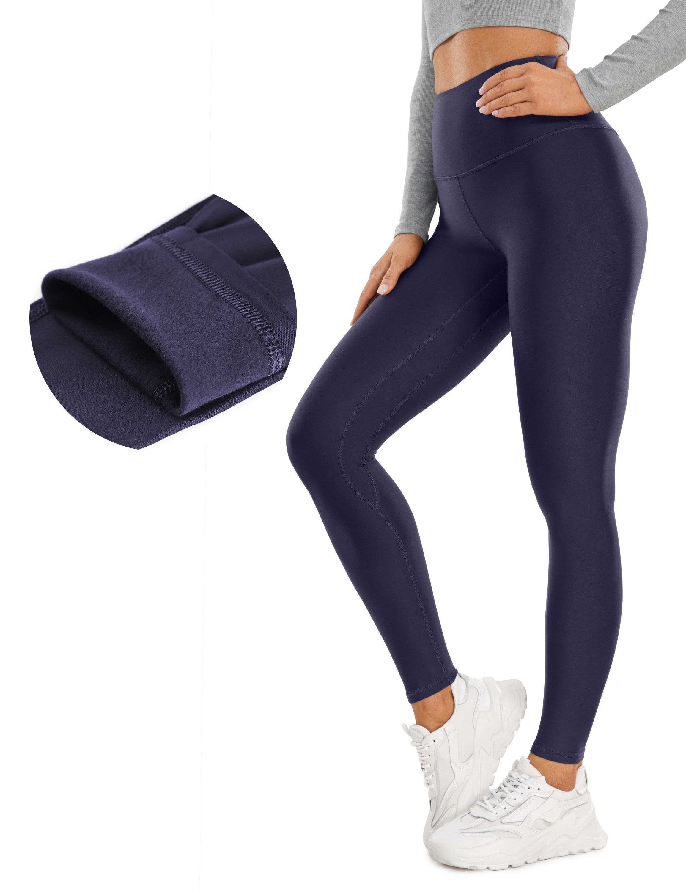CRZ YOGA Fleece Lined Leggings Winter Warm Workout Pants 28 inches Full  Length