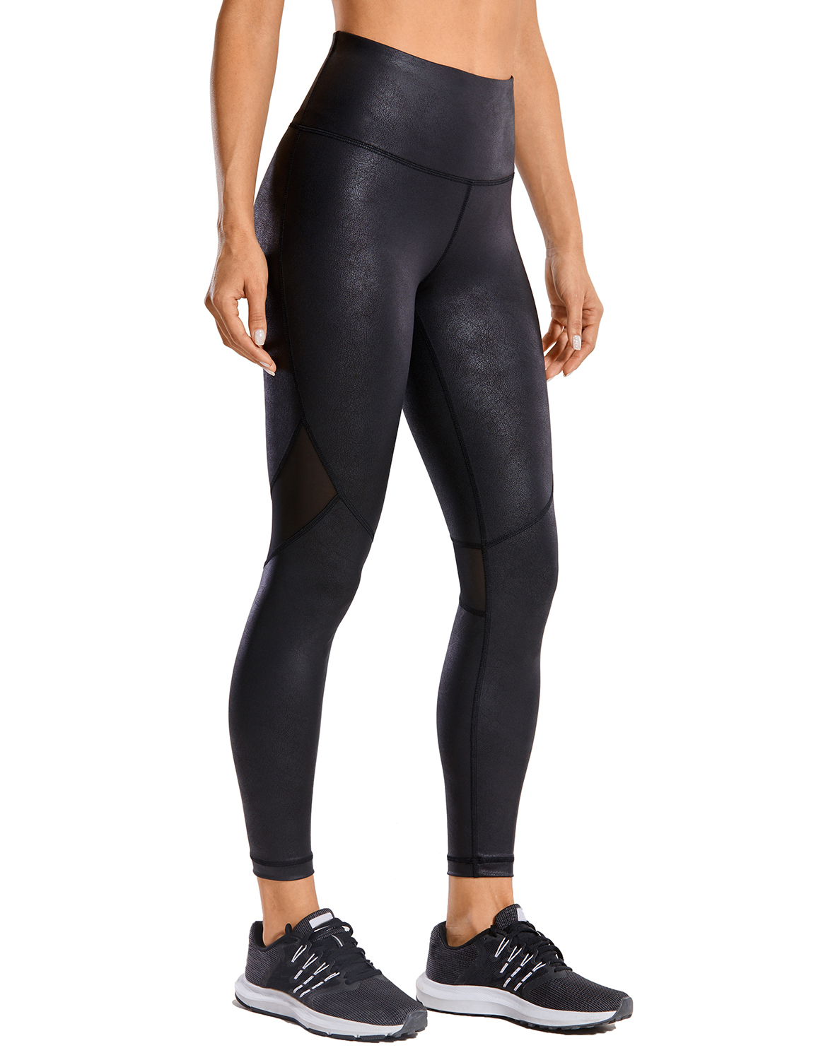 CRZ YOGA Women's Faux Leather Workout Leggings 25 Inches - Mesh Tight  Yoga Athletic Pants with Drawcord Matte Coated Ocean Bue Plain XX-Small :  Clothing, Shoes & Jewelry