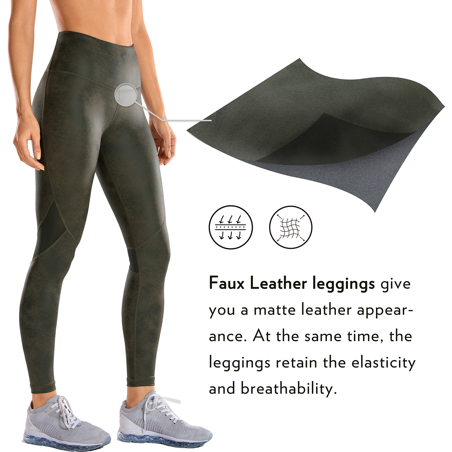  CRZ YOGA Women's Faux Leather Workout Leggings 25 Inches - Mesh Tight  Yoga Athletic Pants with Drawcord Matte Coated Ocean Bue Plain XX-Small :  Clothing, Shoes & Jewelry
