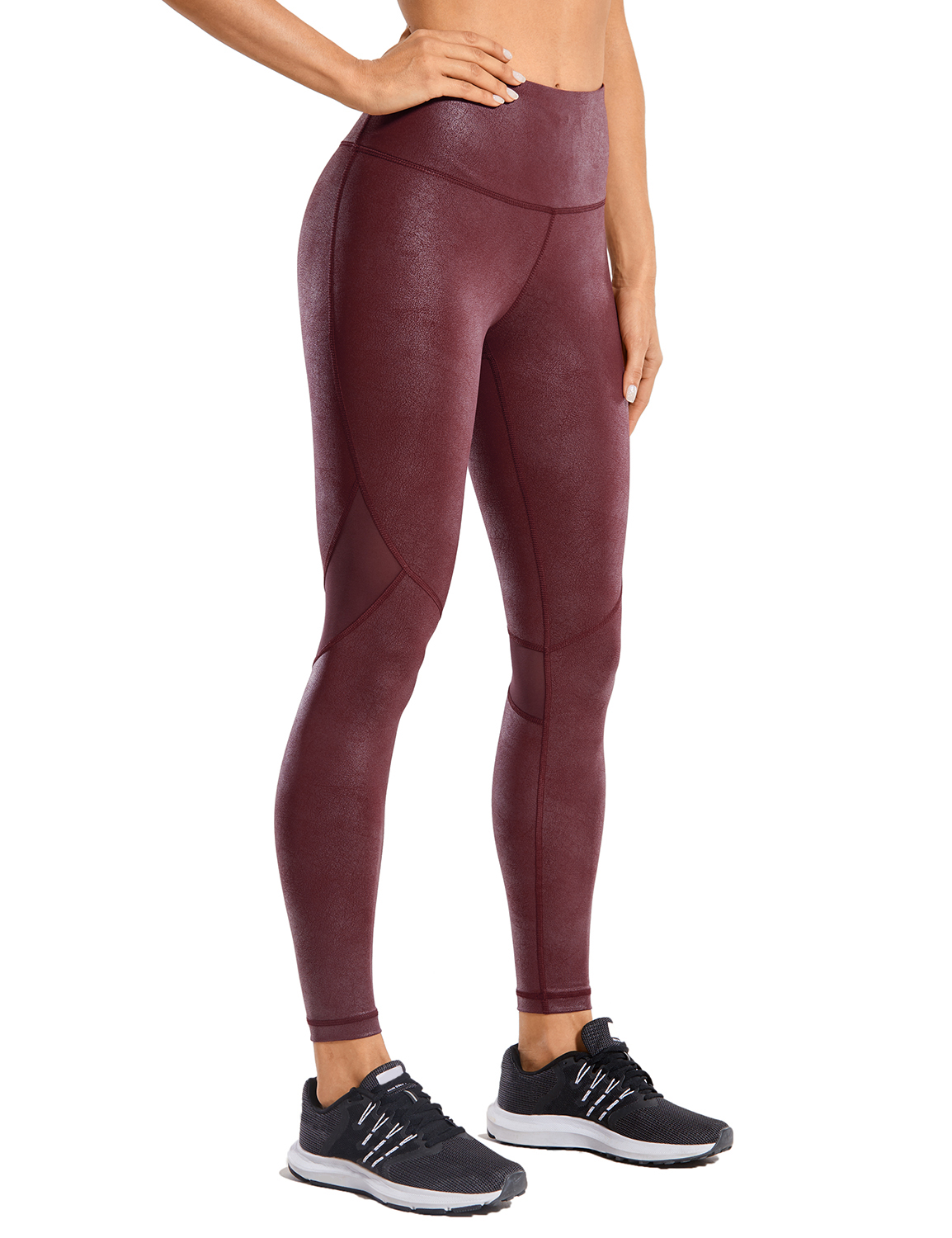 CRZ YOGA Matte Faux Leather Women's Leggings 25 Inches