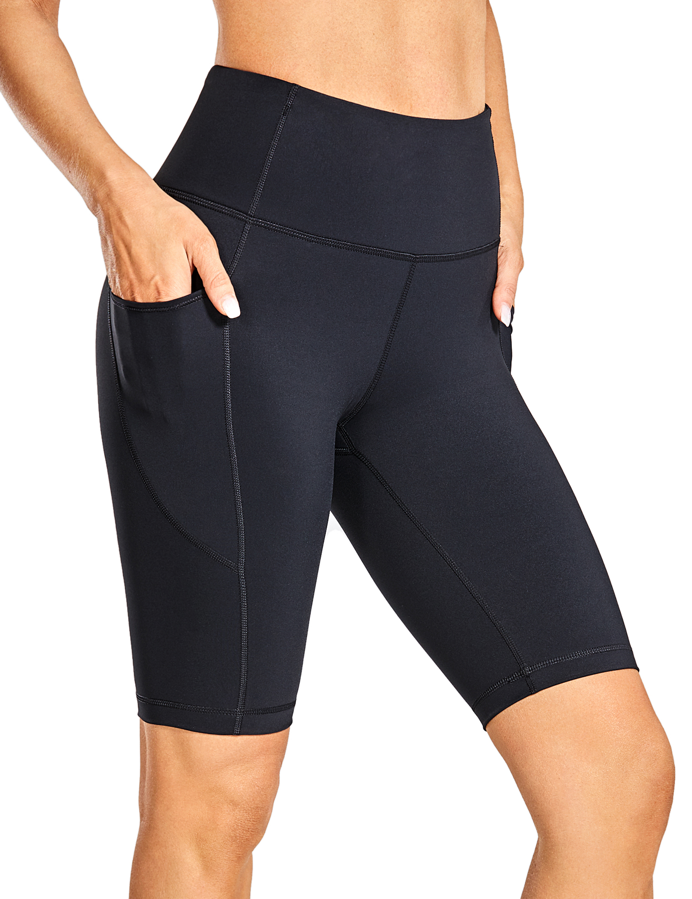CRZ YOGA Women's High Waist Biker Workout Athletic Shorts with Pockets-  10Inches | eBay