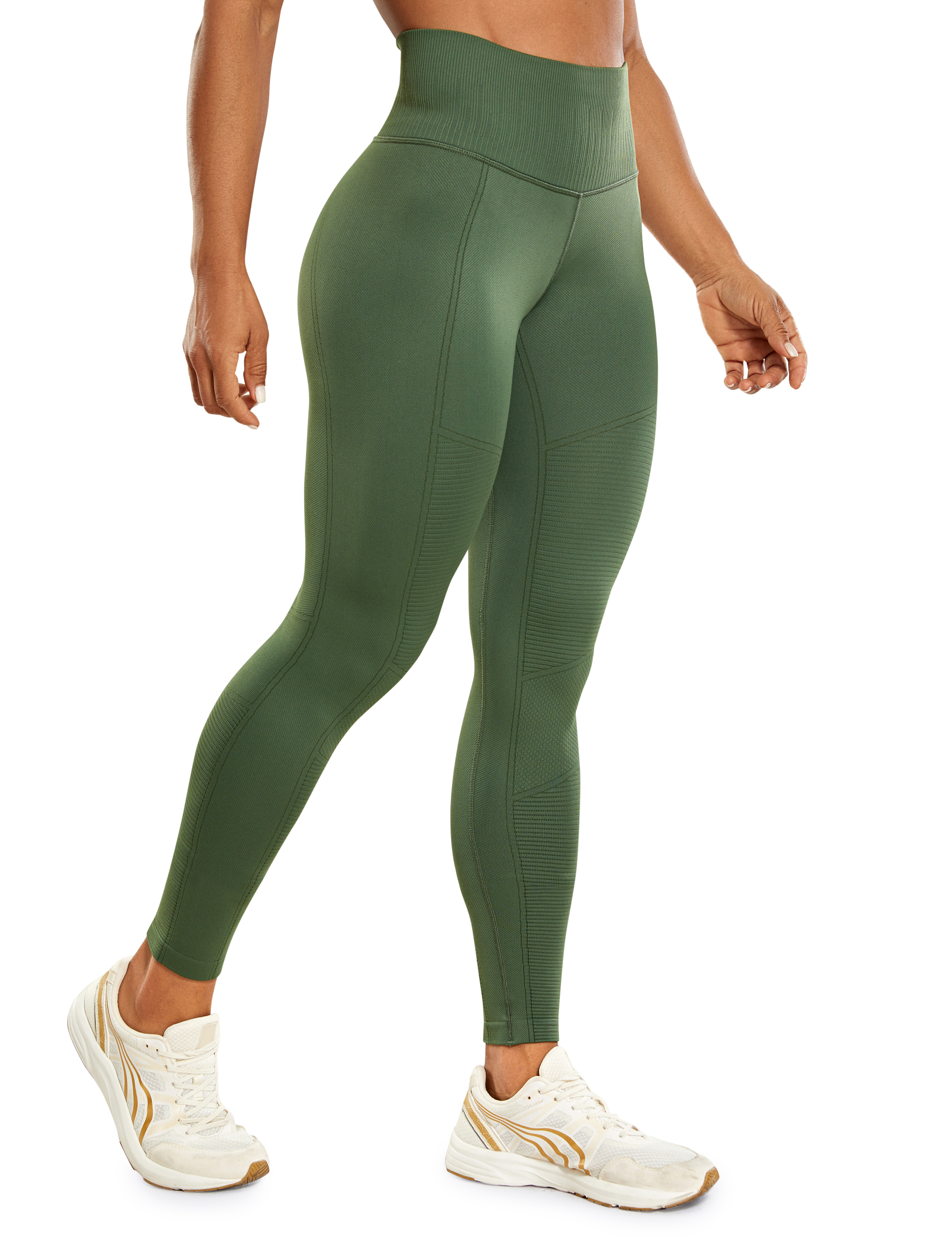 CRZ YOGA Women's Seamless Workout Leggings 25In Ribbed High Waisted Yoga  Pants