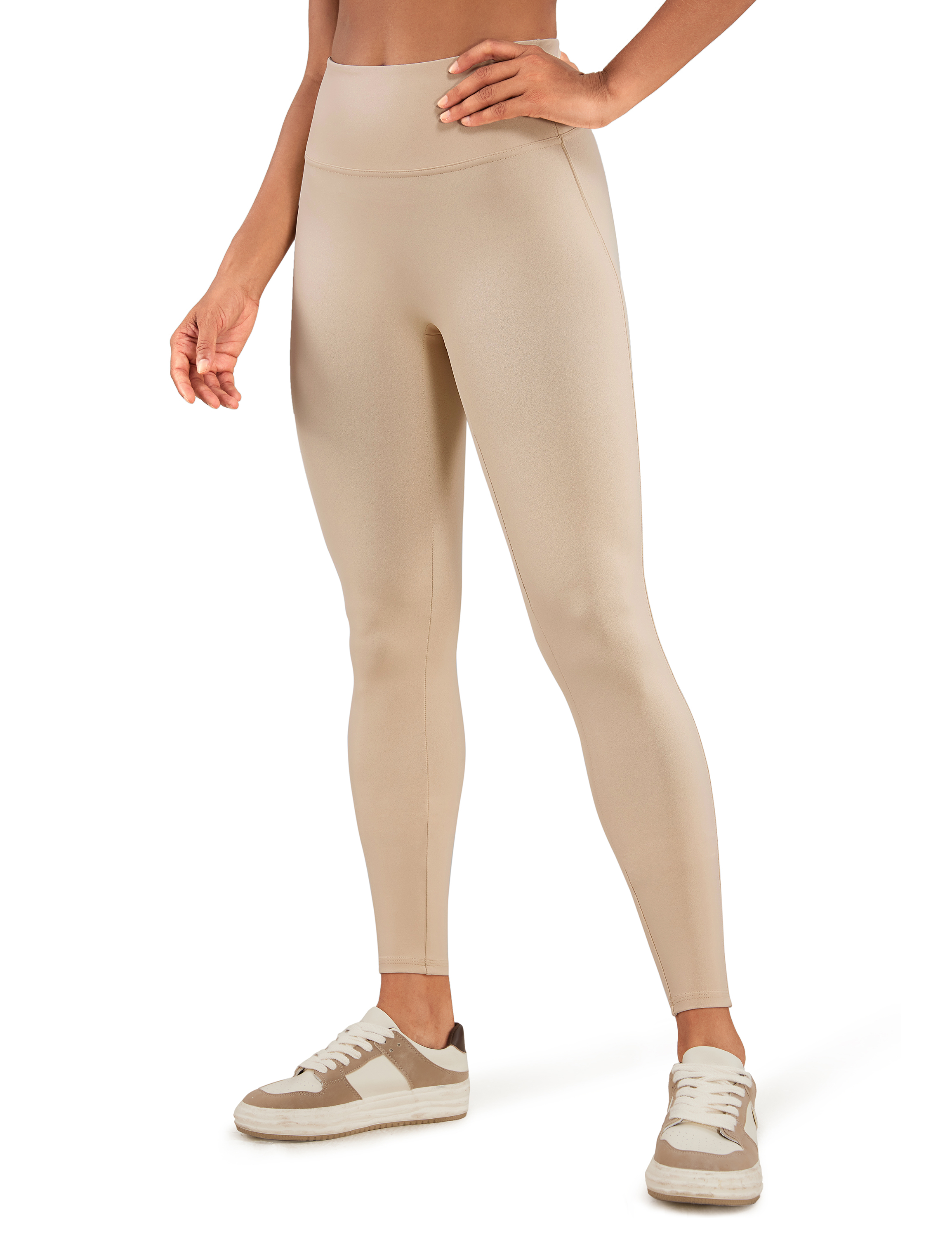 CRZ YOGA Butterluxe Matte Faux Leather 26.5 Inches Womens Leggings No Front  Seam