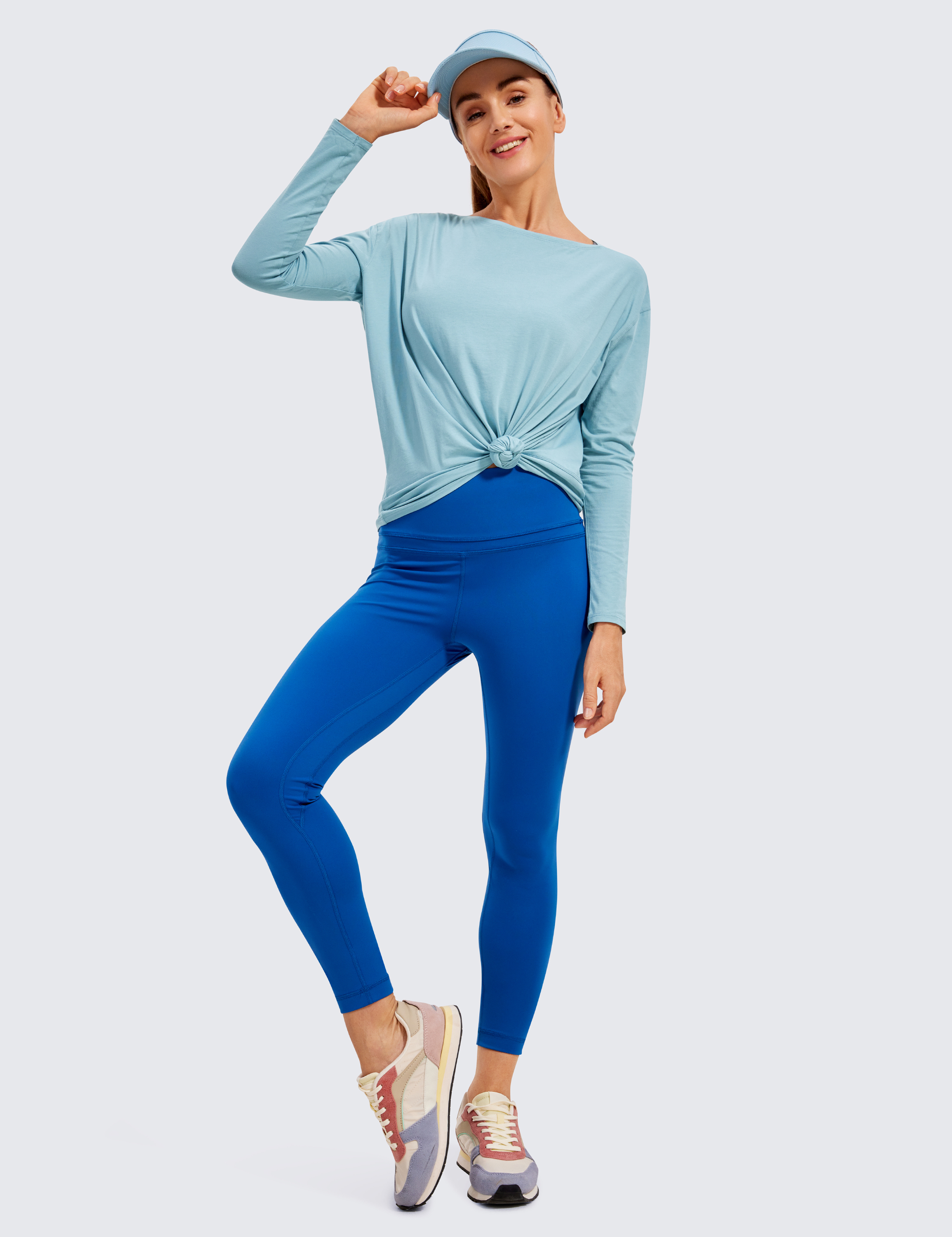 CRZ YOGA Pima Cotton Women's Workout Cropped Tops Short Sleeve Yoga Shirts