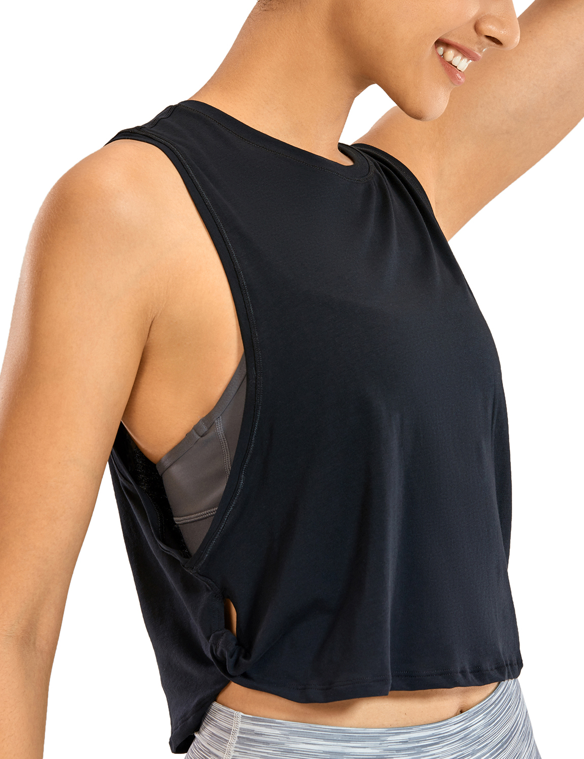 Yenita® Damen Crop Tank Top Bauchfreies Ripp Sportshirt Fitness Shirt 