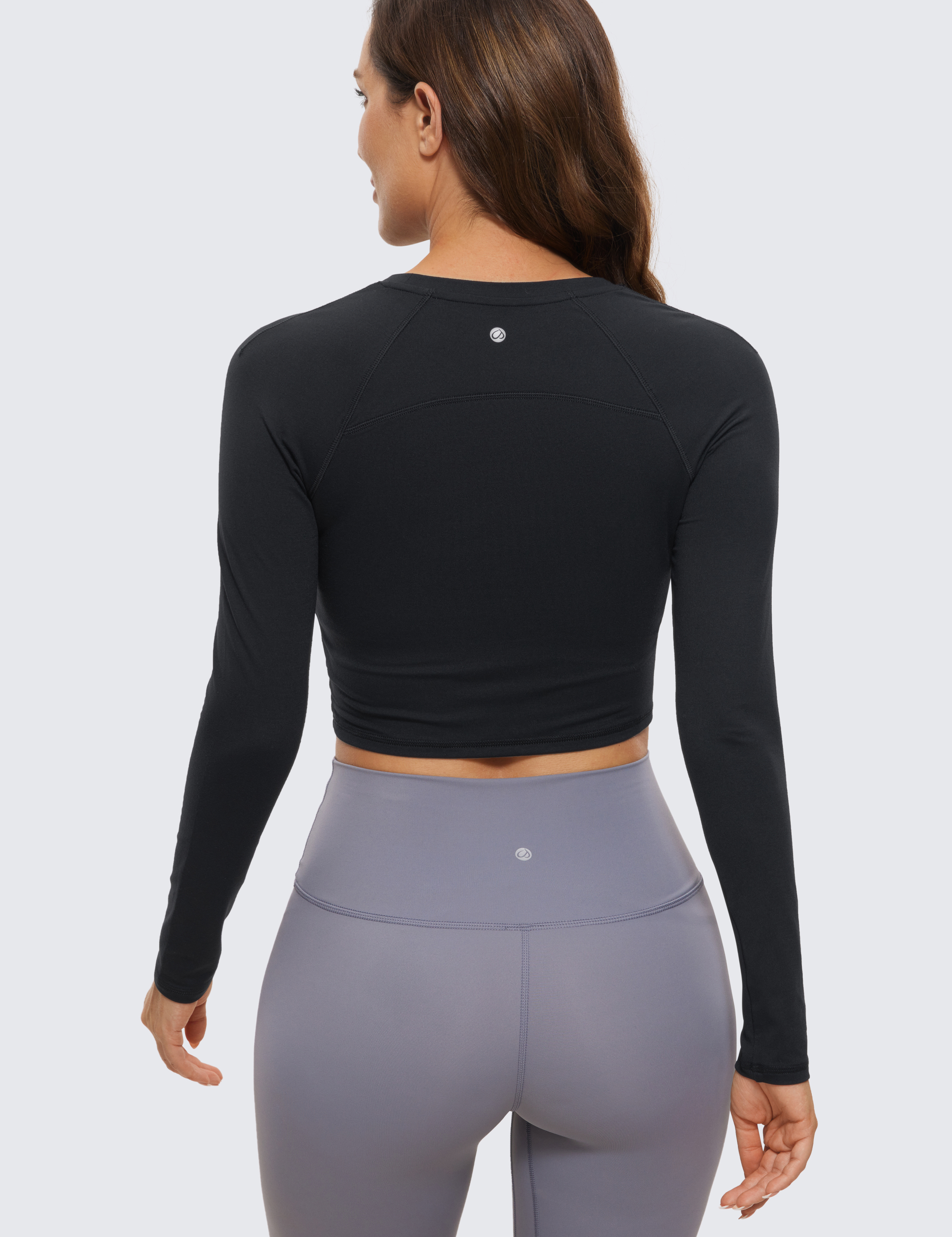 CRZ YOGA Brushed Womens Long Sleeve Workout Tops High Neck Running