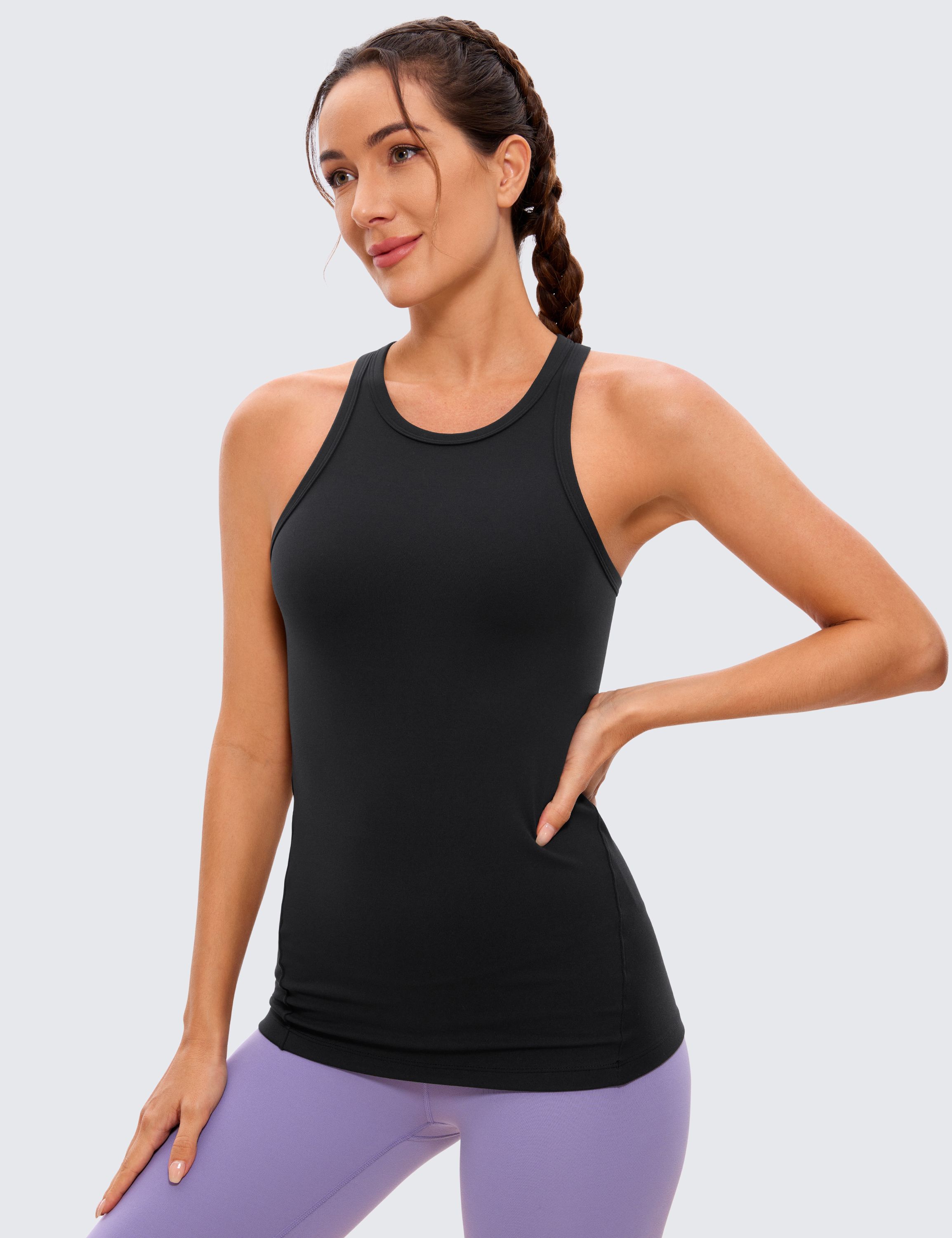 Butterluxe Womens V Neck Workout Tank Tops with Built in Bras - Sleeveless  Padded Racerback Yoga Athletic Camisole