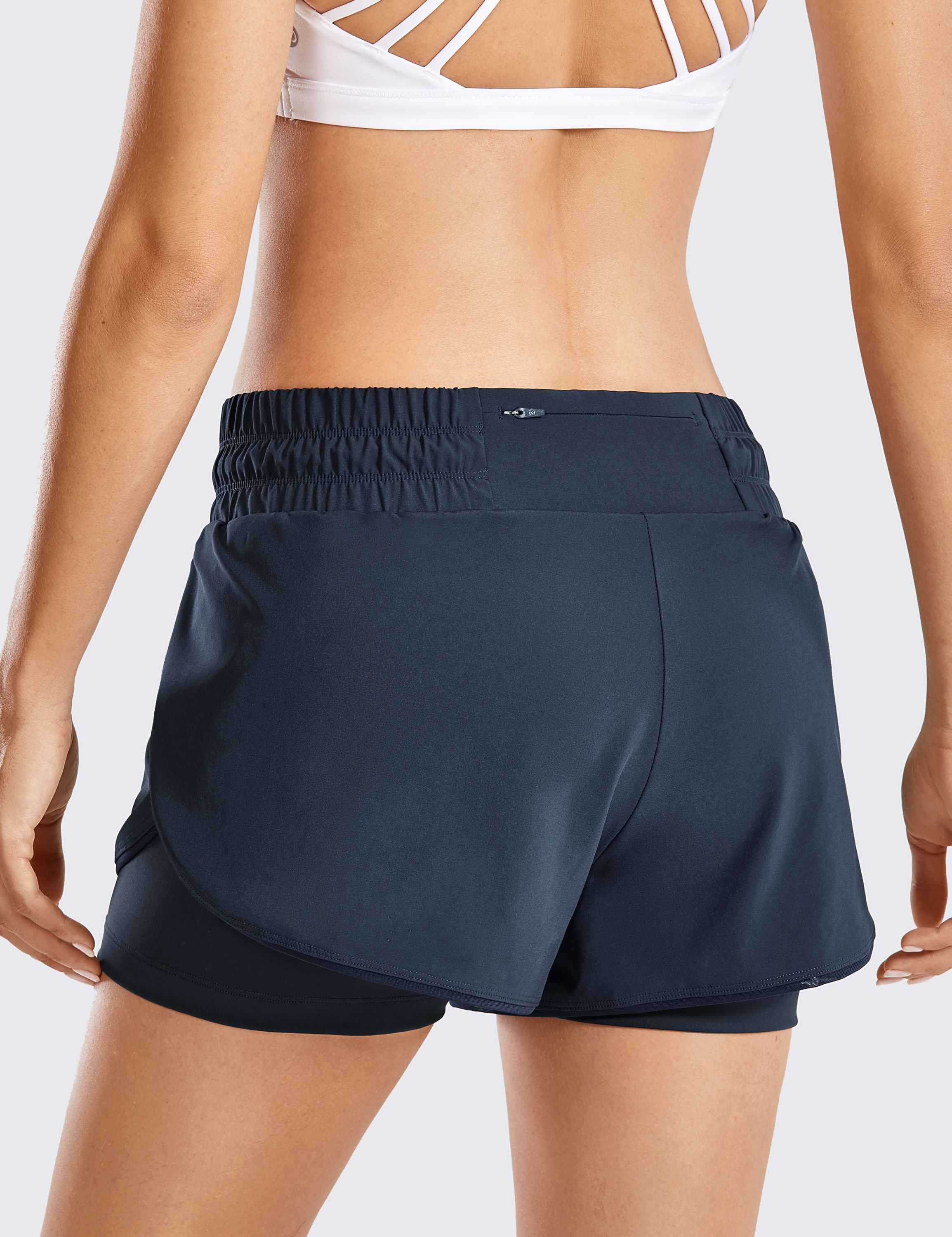 Workout Running Shorts Women with Liner 2 in 1 Sports Shorts with Zip