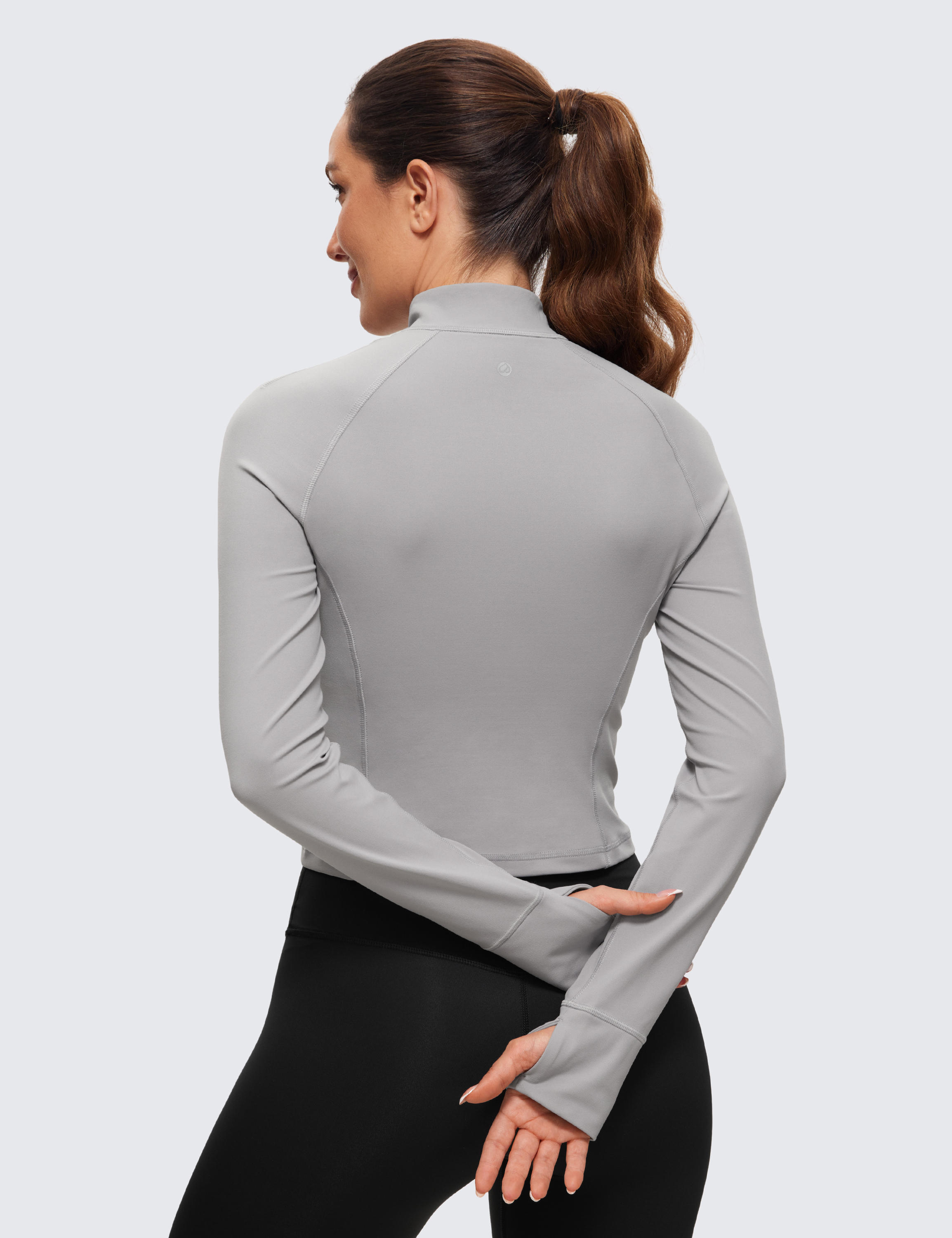 CRZ YOGA Butterluxe Womens Half-Zip Long Sleeve Workout Shirts Cropped Tops  