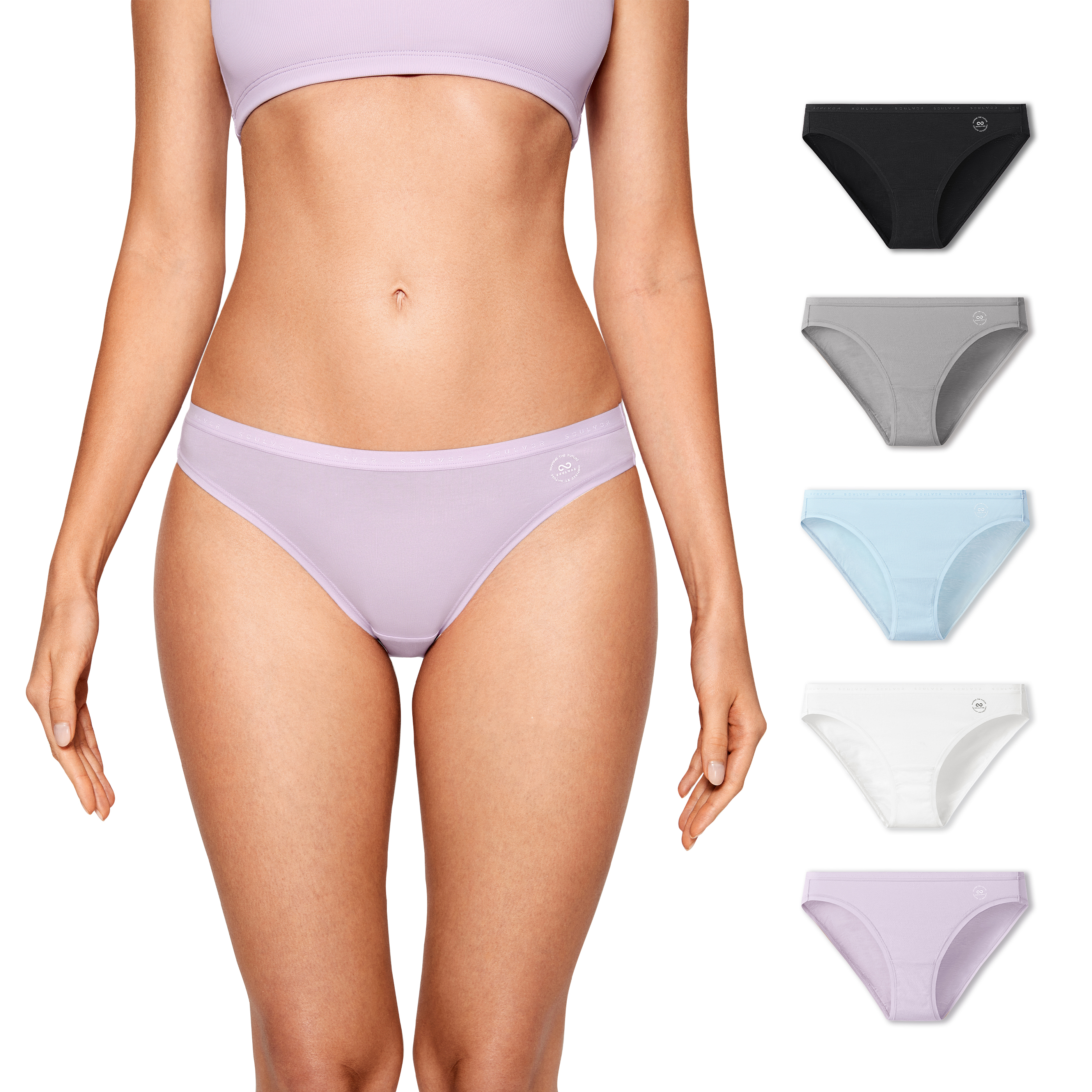 SOULVOR Natrelax Women's Bikini Underwear Cotton Panties Mid Rise Panty 5  Pack