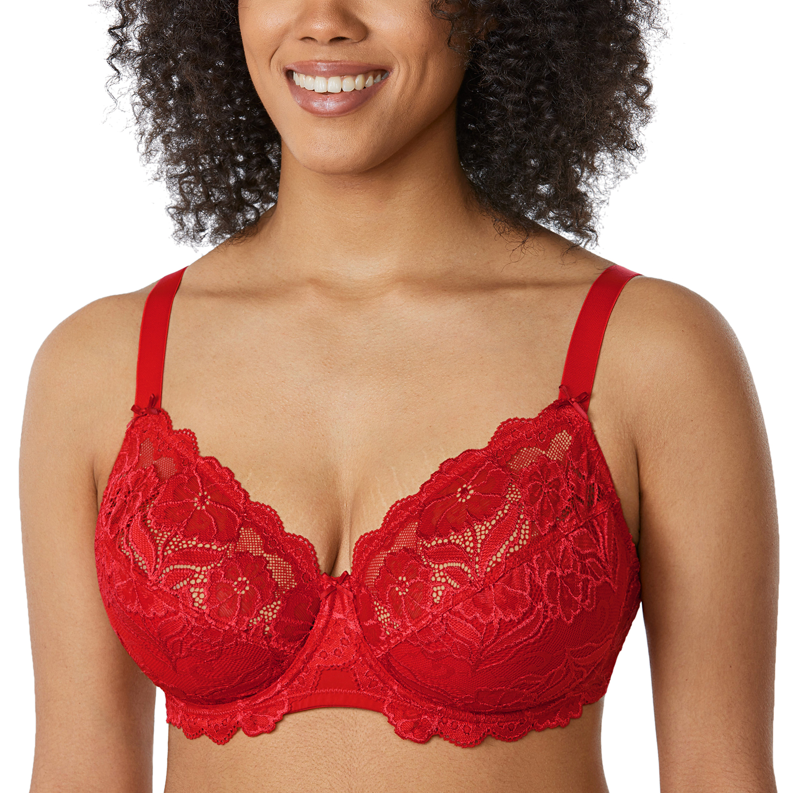 DELIMIRA Women's Plus Size up to J Cup Lace Underwire Full Coverage Unlined  Bra