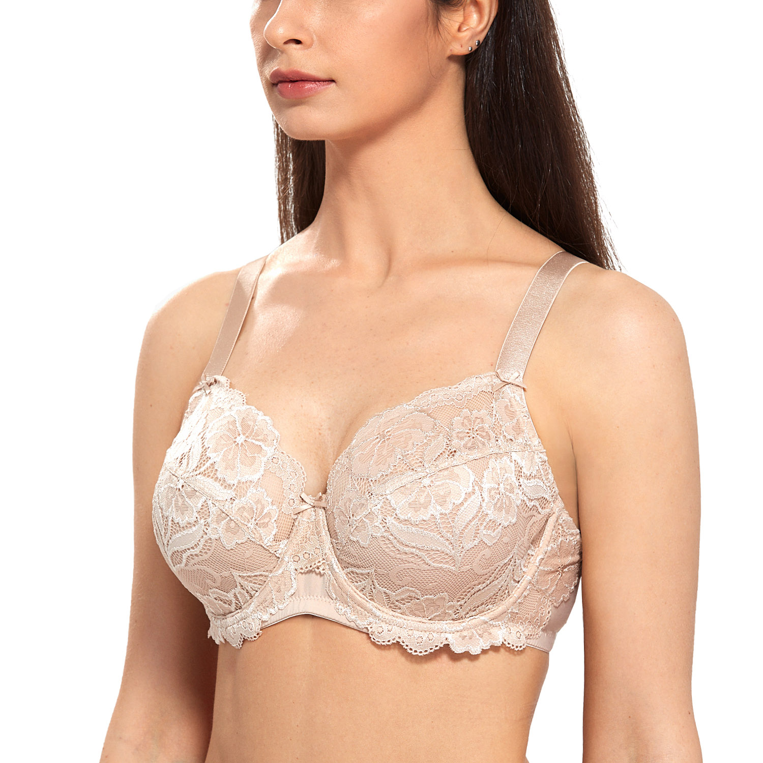  ZYLDDP Women's Bra Full Coverage Floral Lace Plus Size  Underwired Bra， A Daily Bra for All Seasons (Color : Naked Fan, Size : 34C)  : Clothing, Shoes & Jewelry