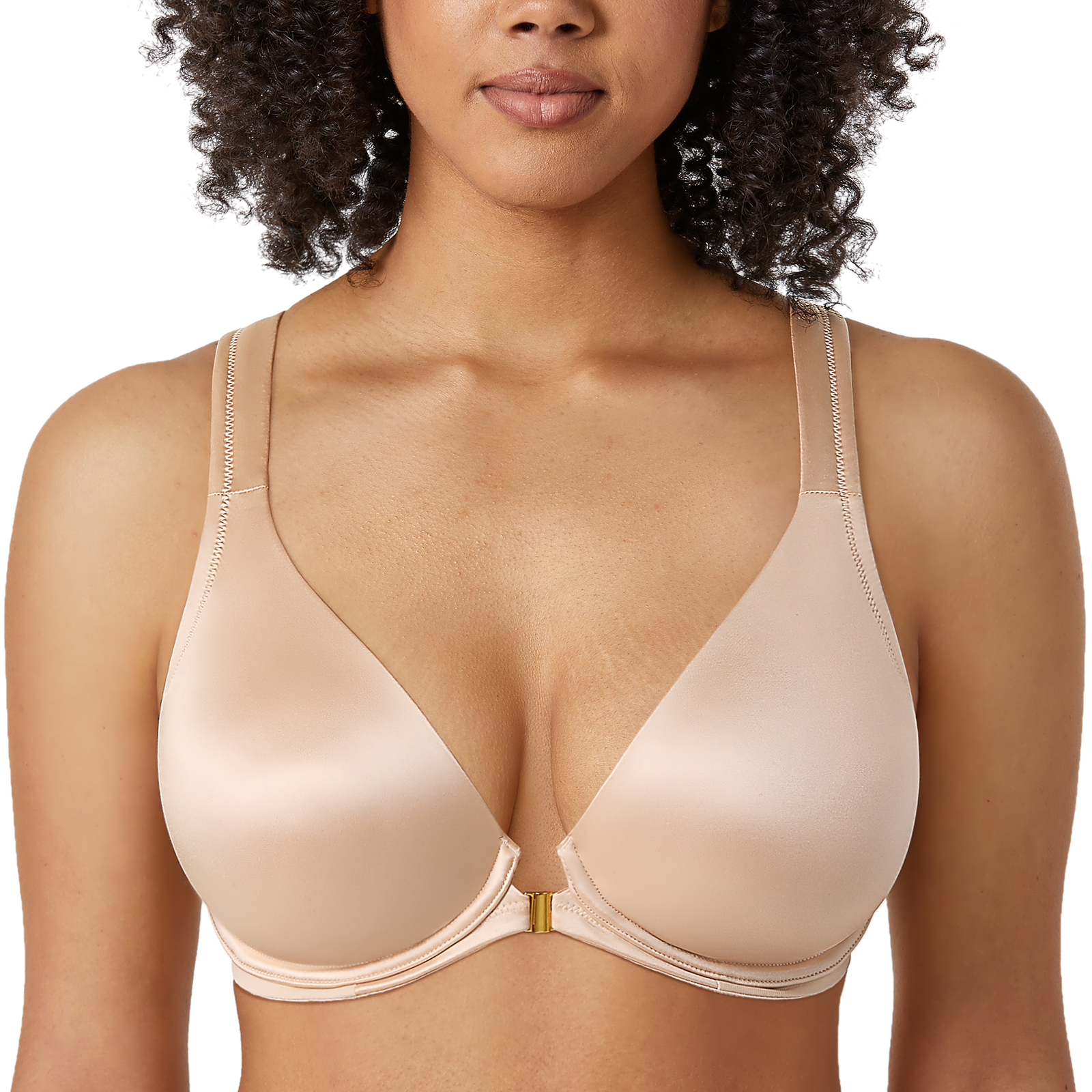 DELIMIRA Women's Front Closure Bras Seamless Unlined Racerback Underwire  Bras