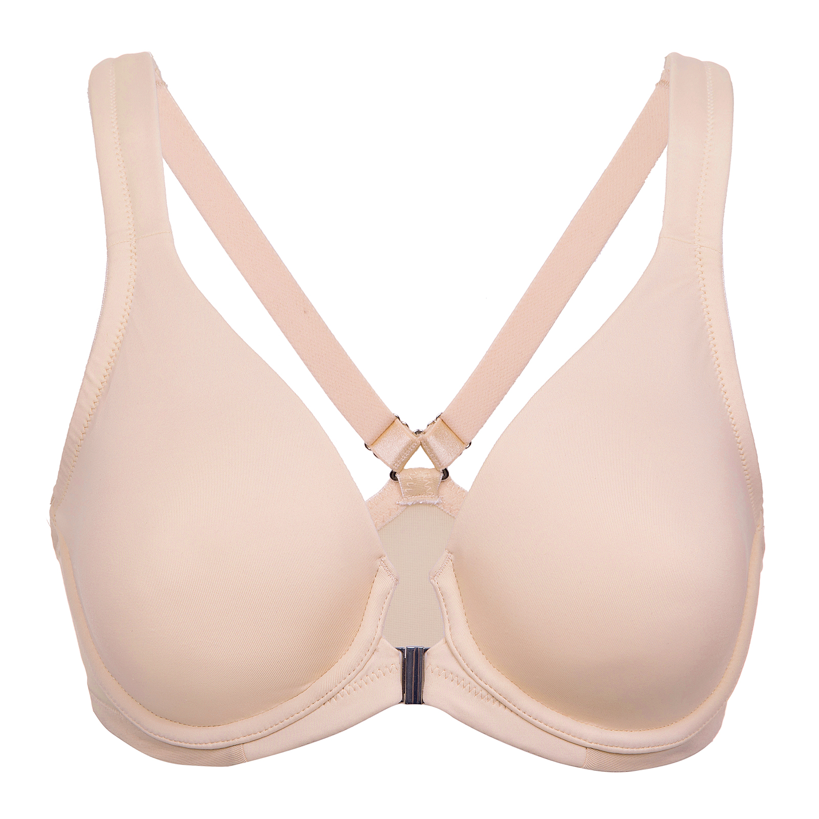 DELIMIRA Damen Vorderverschluss Plunge Racerback BH ohne polster BHs