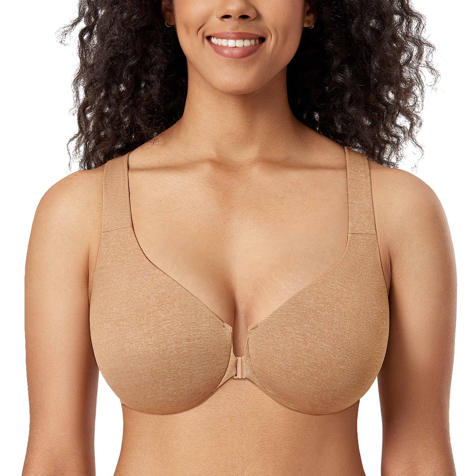 Women's Full Coverage Front Closure Bra Comfort Underwire Non Padded  Racerback